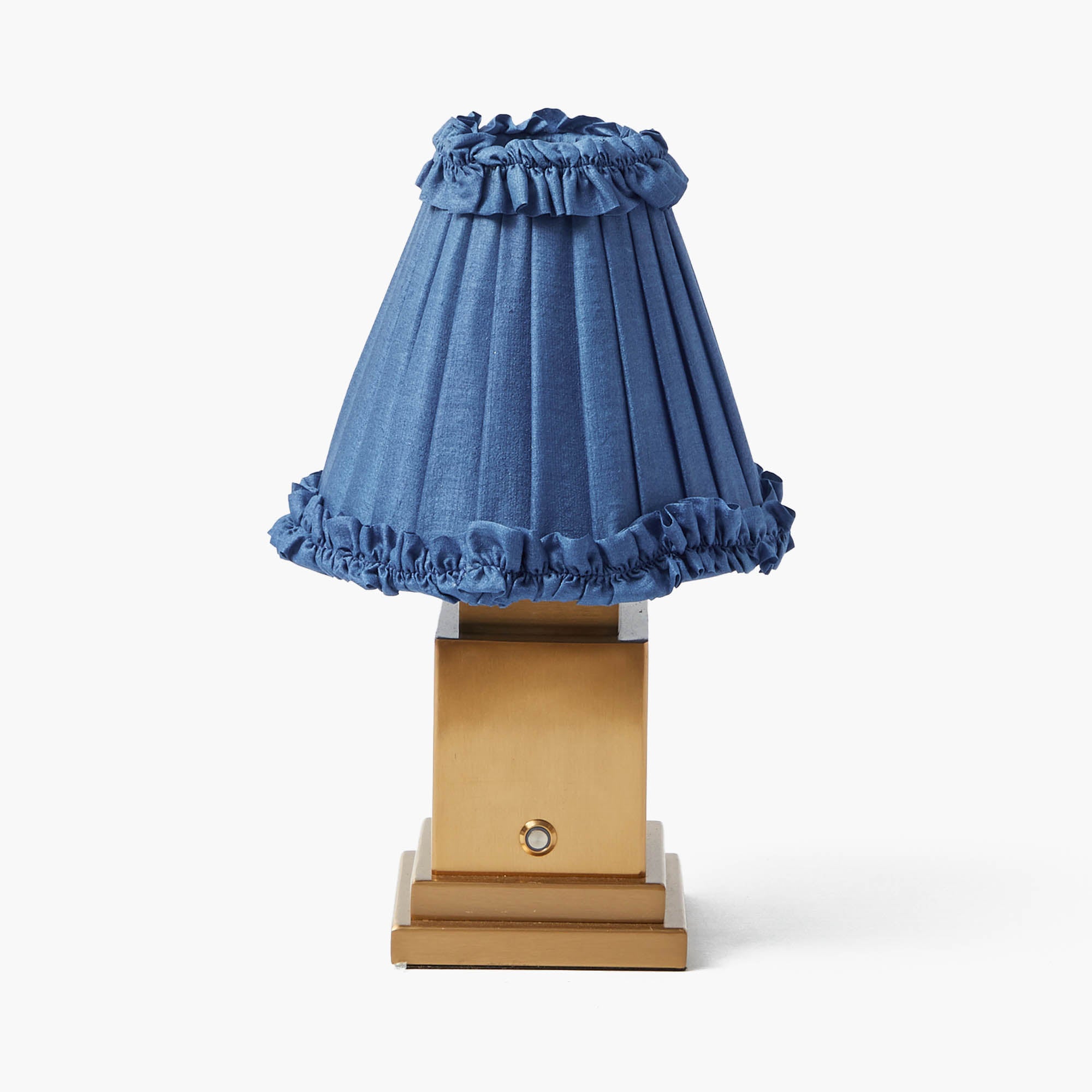 Rechargeable Lamp with Blue Frilled Silk Shade (18cm)