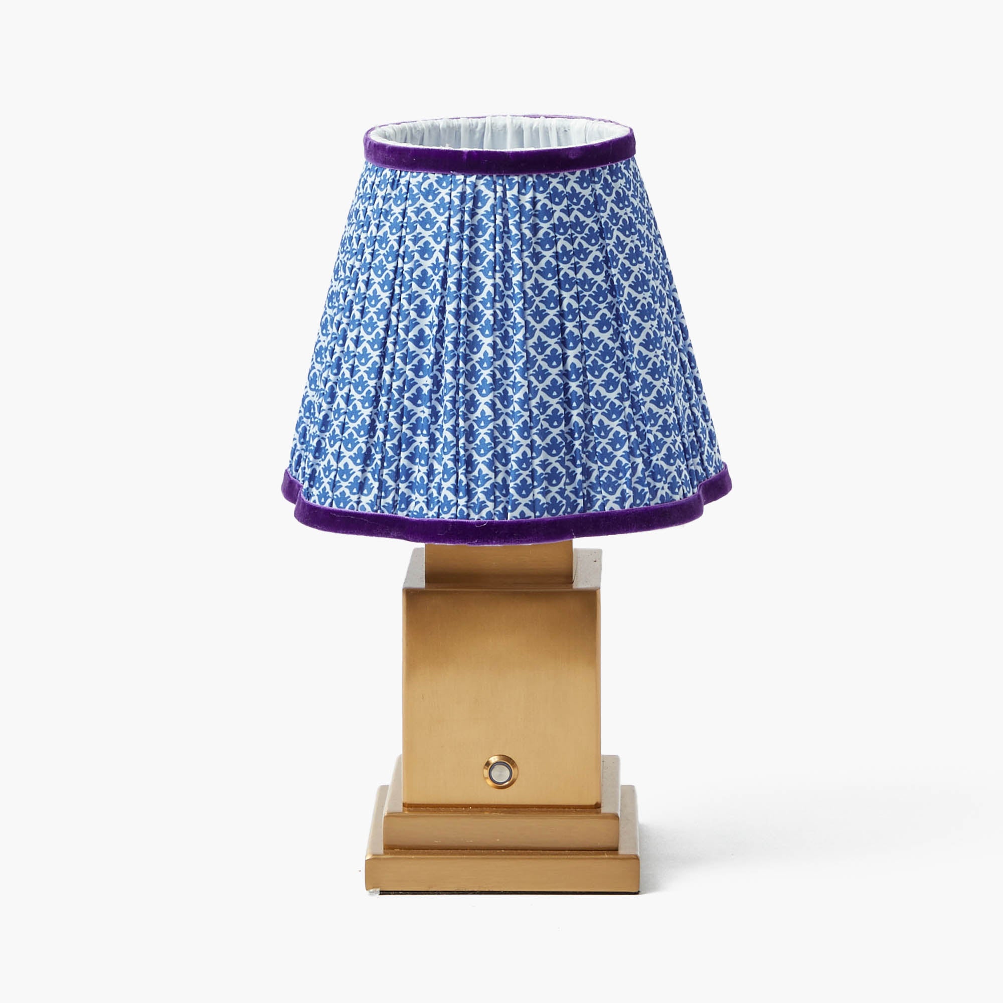 Rechargeable Lamp with Cobalt & Purple Lotus Shade (18cm)