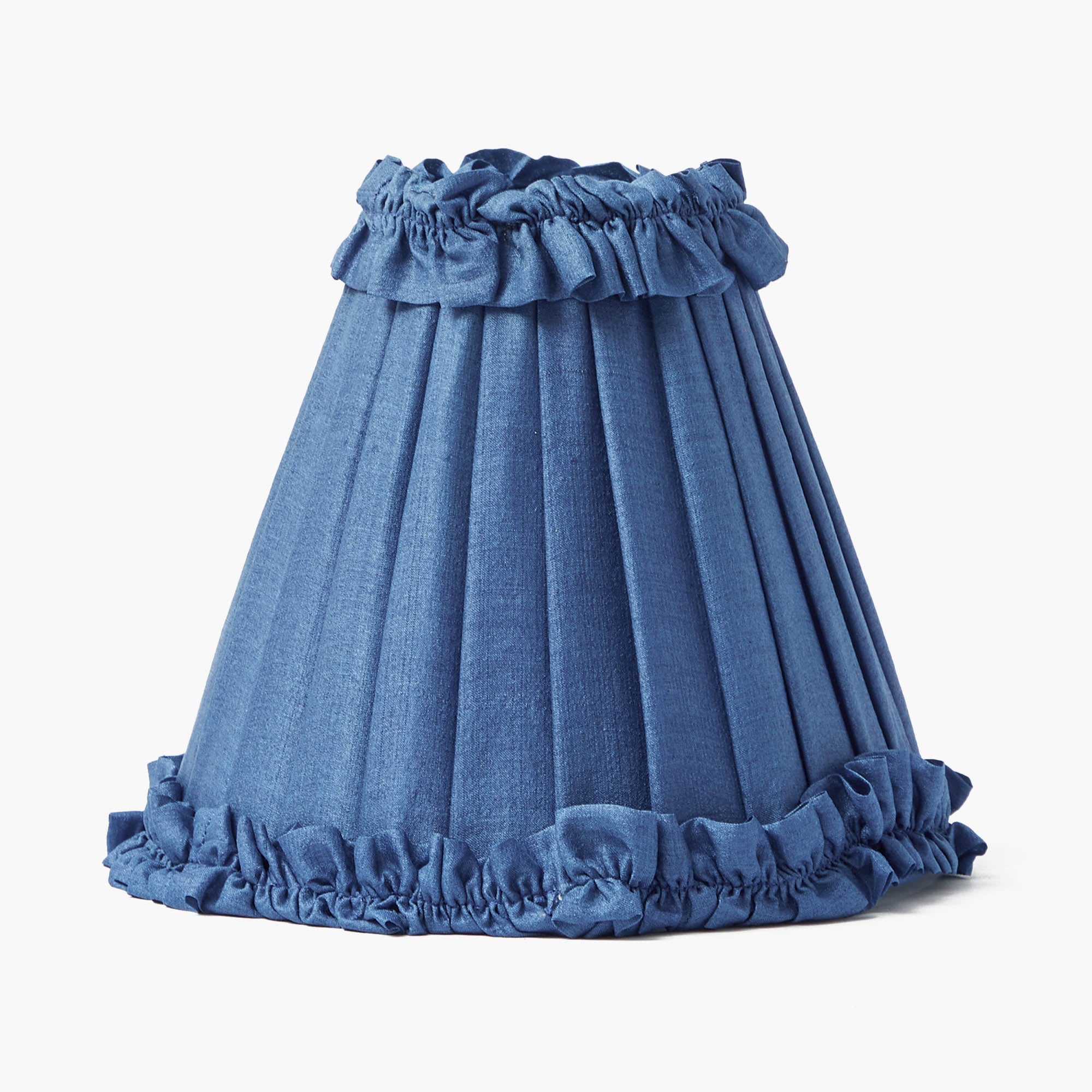 Rechargeable Lamp with Blue Frilled Silk Shade (18cm)