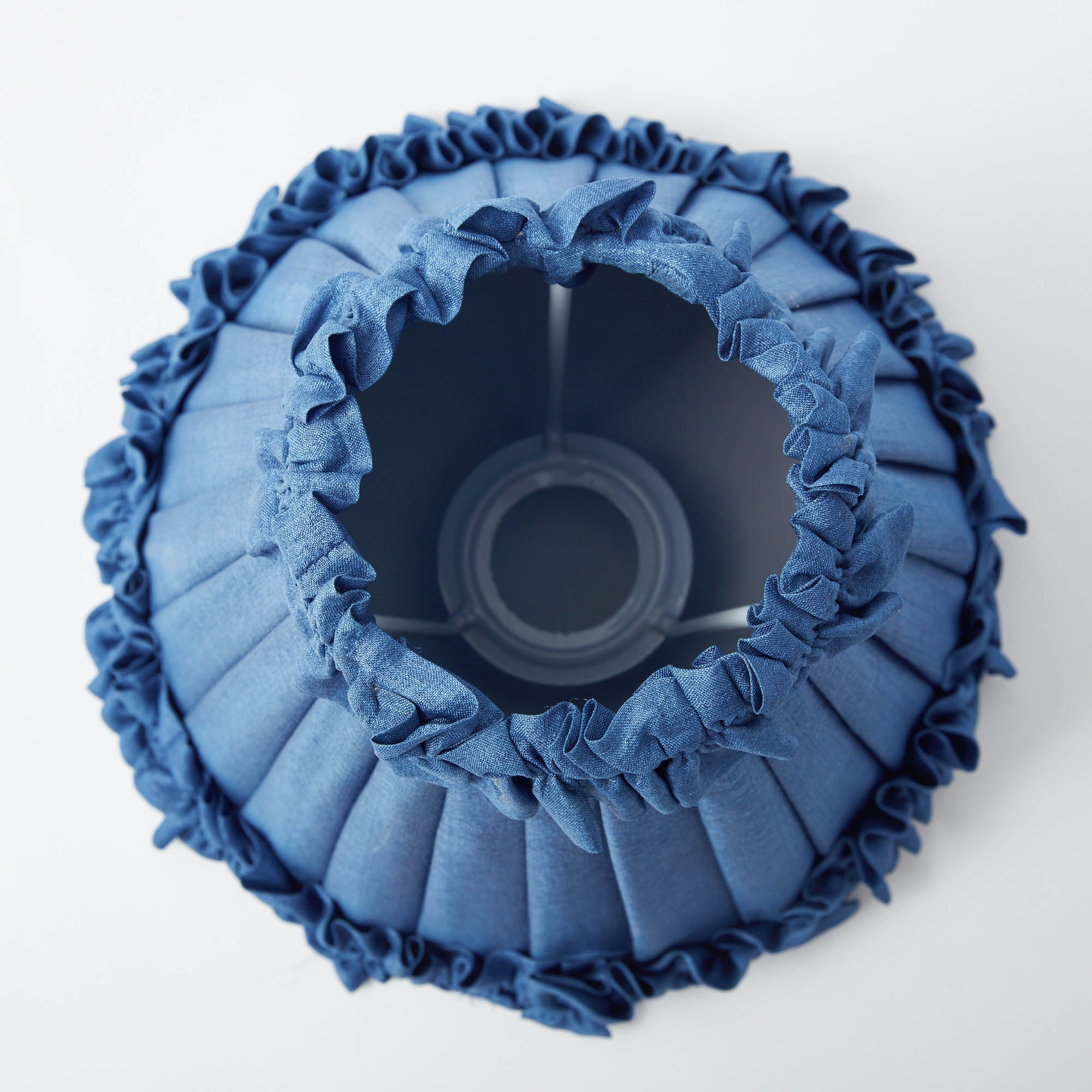 Rechargeable Lamp with Blue Frilled Silk Shade (18cm)