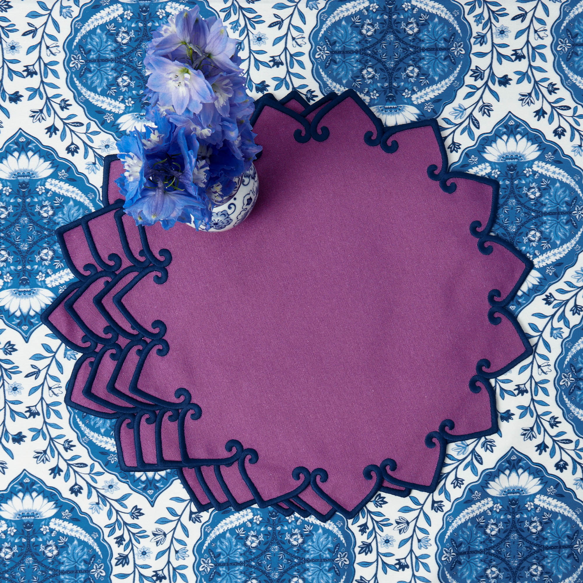 Angelina Aubergine & Blue Placemats (Set of 4)