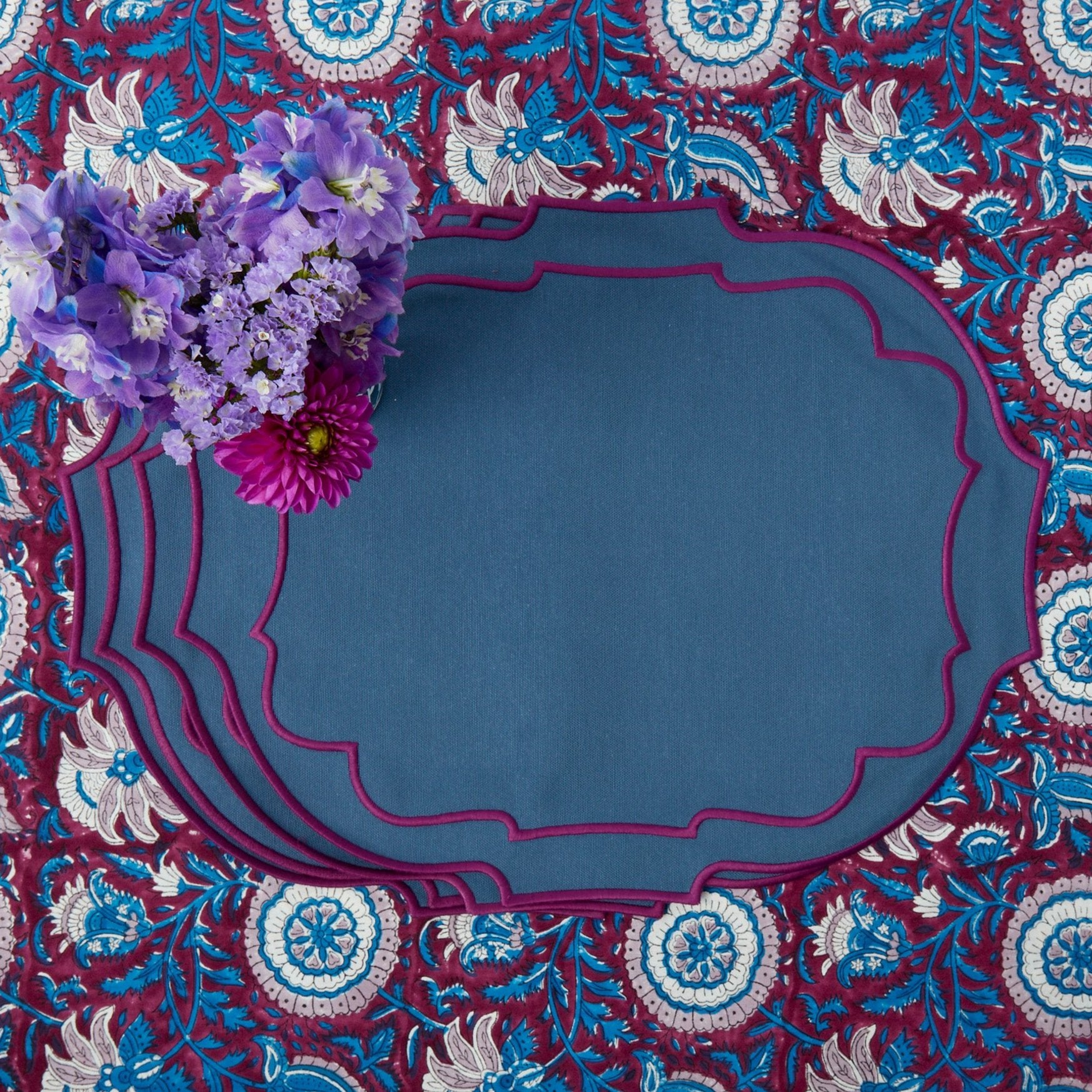 Marlene Blue & Purple Placemats & Napkins (Set of 4)