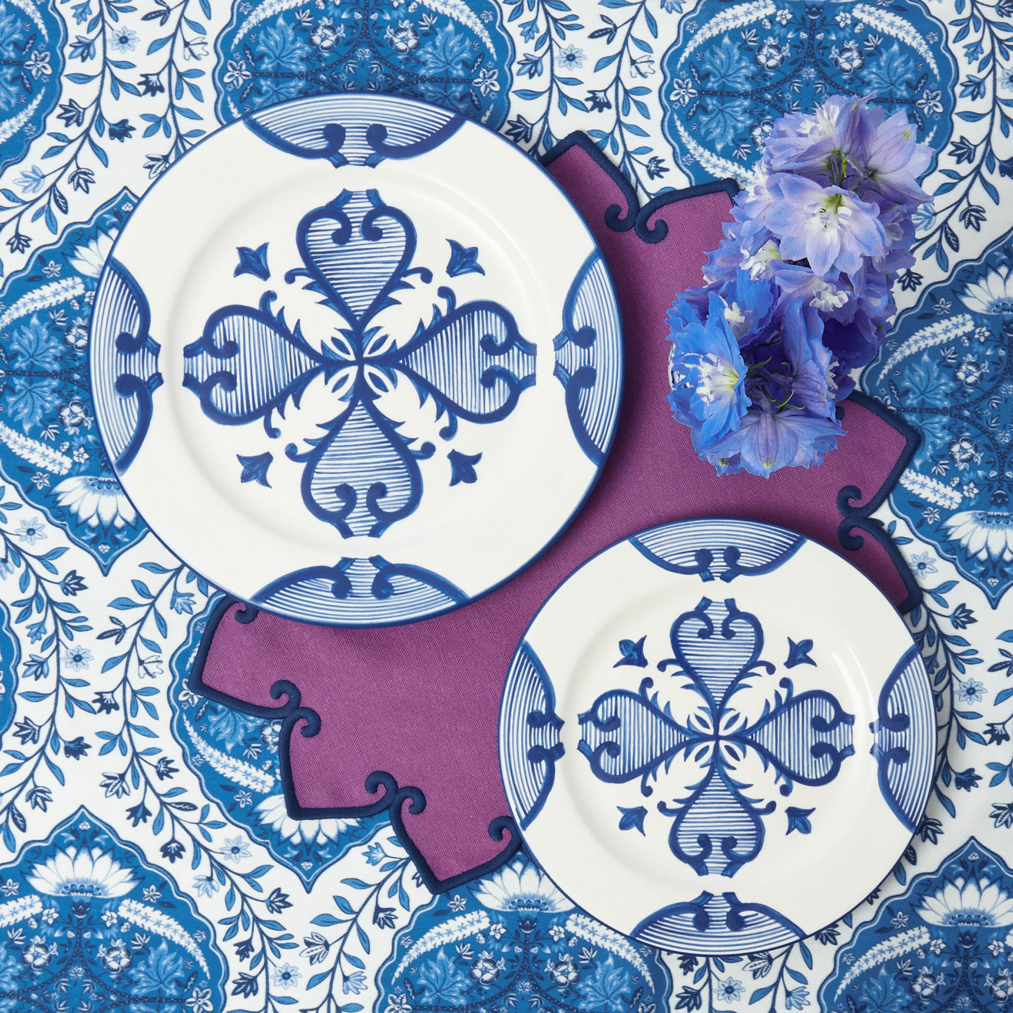 Angelina Aubergine & Blue Placemats (Set of 4)