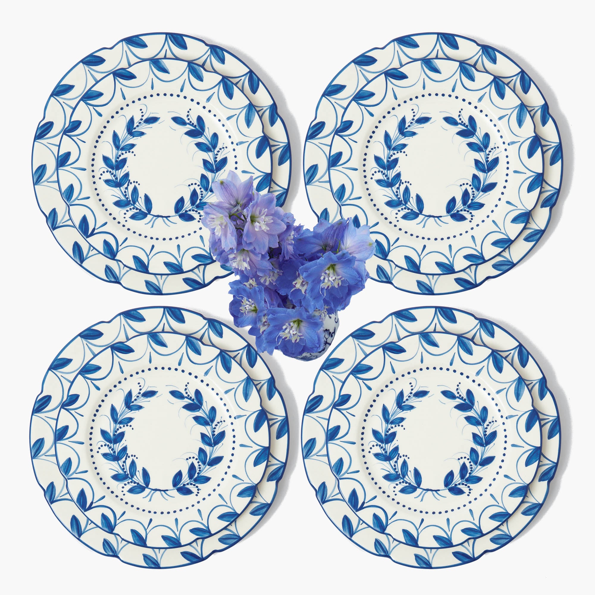 Elizabeth Blue Garland Dinner & Starter Plates (Set of 8)