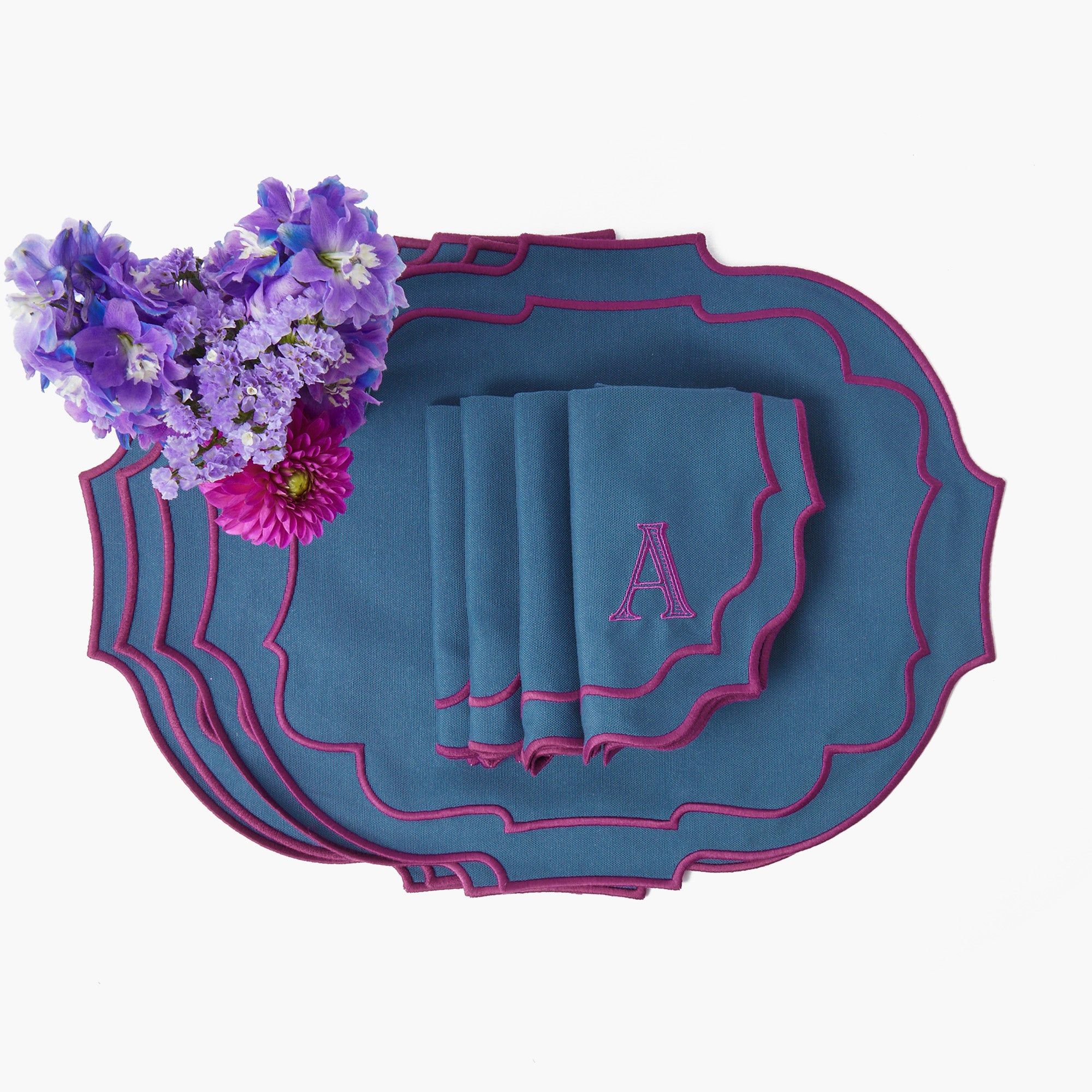 Marlene Blue & Purple Placemats & Napkins (Set of 4)