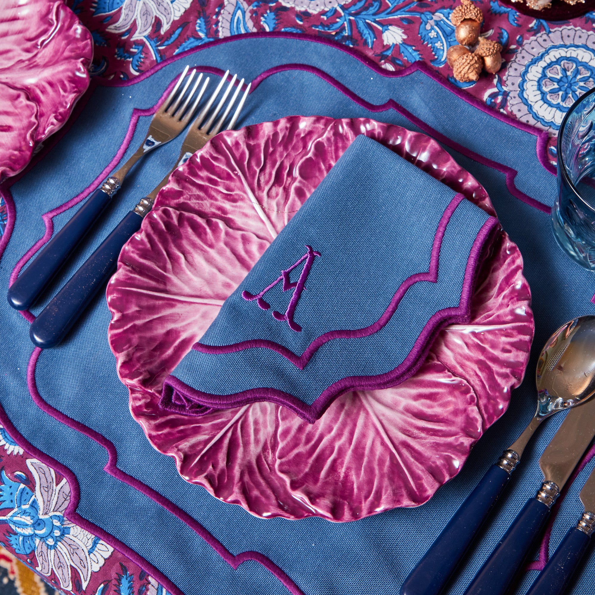 Marlene Blue & Purple Placemats & Napkins (Set of 4)