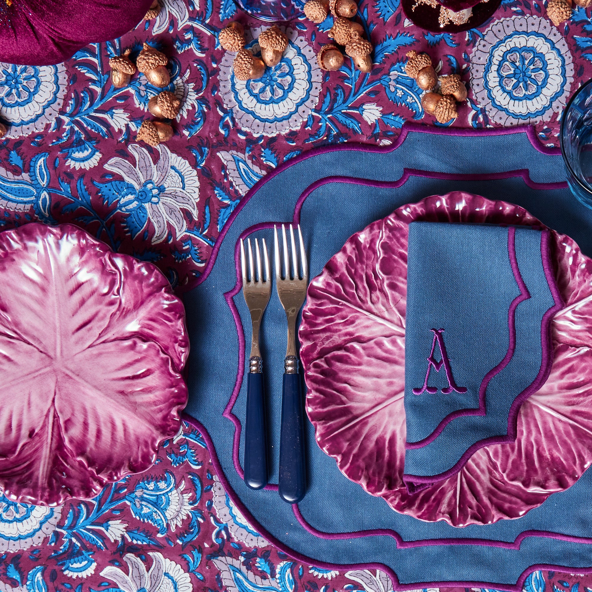 Marlene Blue & Purple Placemats & Napkins (Set of 4)