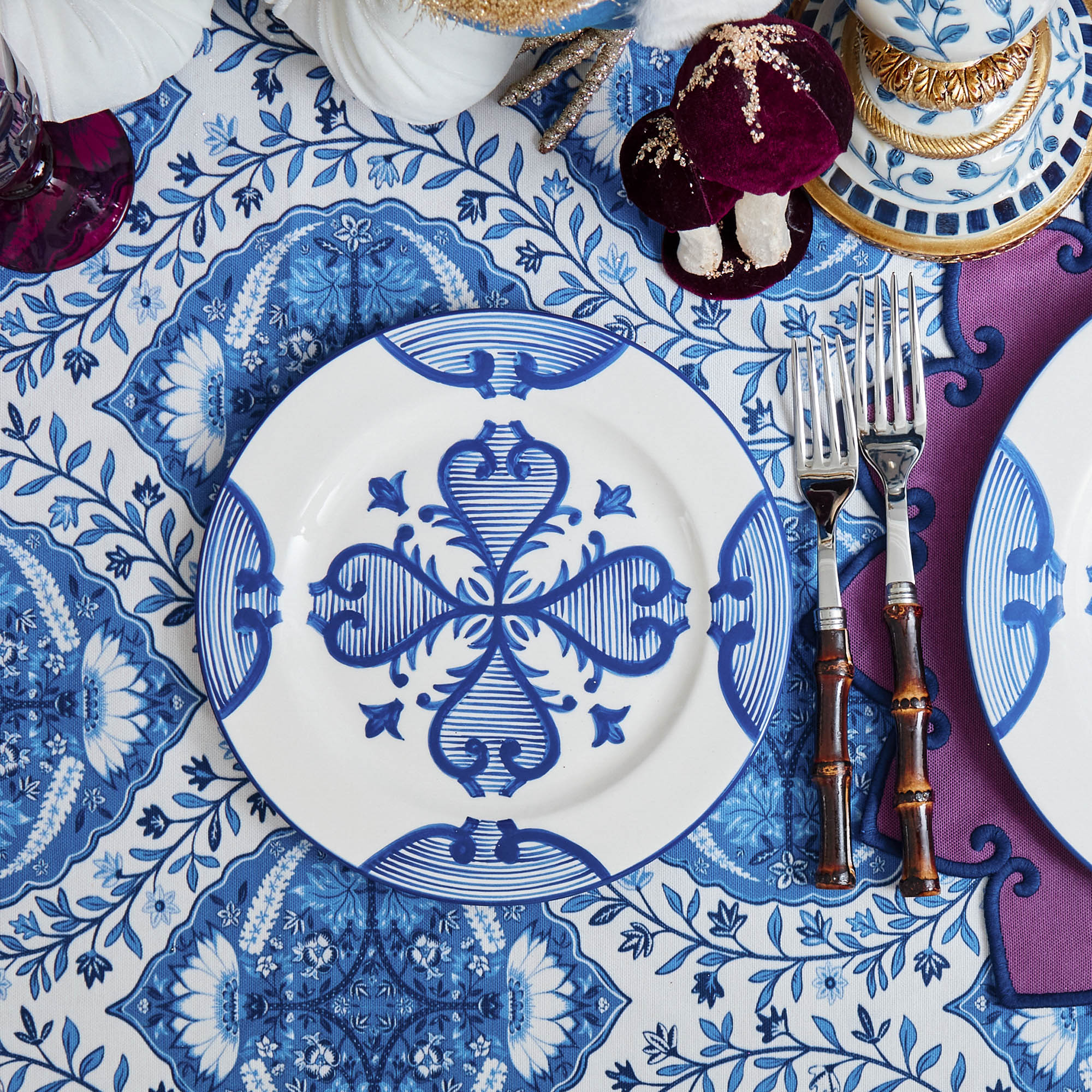 Blue Quatrefoil Starter Plate