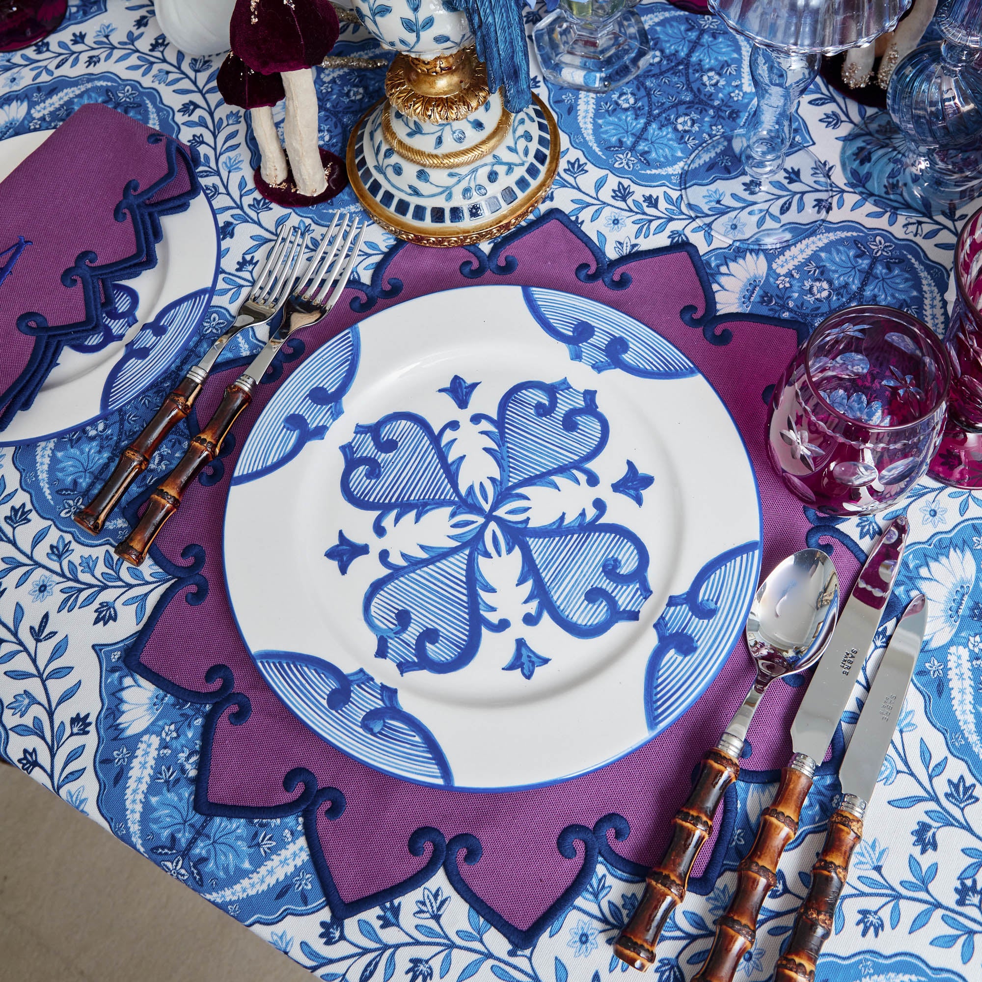 Blue Quatrefoil Dinner Plate