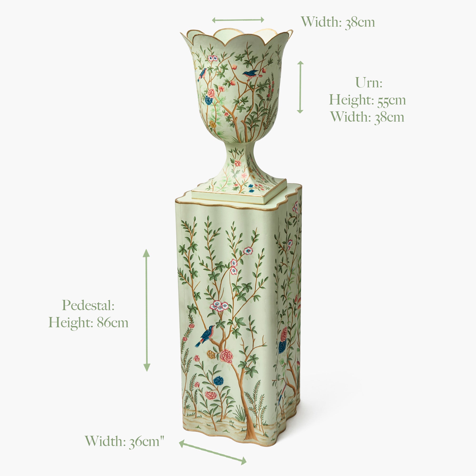 Chinoiserie Tole Urn & Pedestal