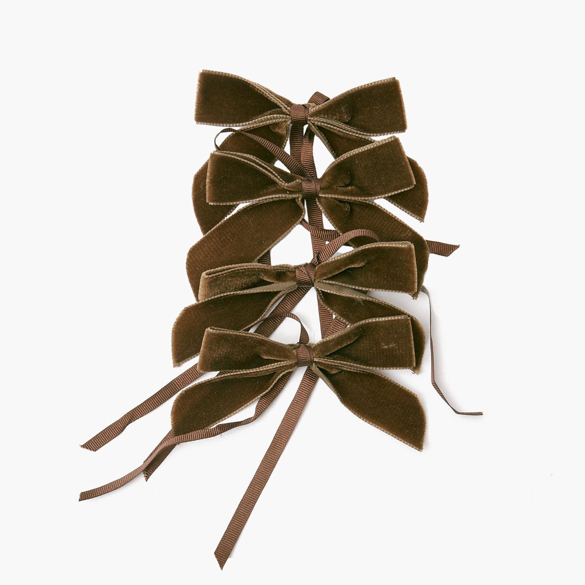 Chocolate Velvet Mini Bows (Set of 4)