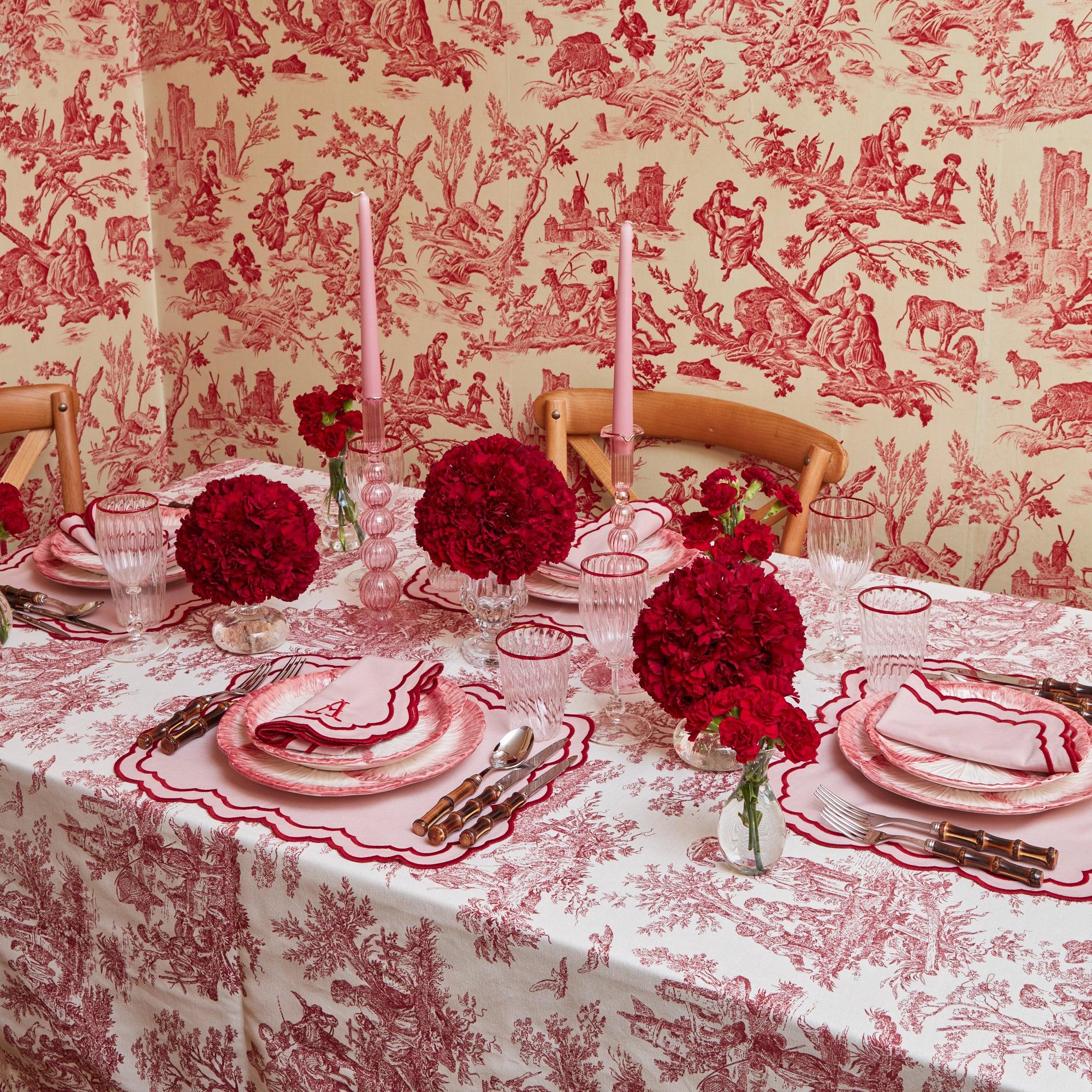 Toile tablecloth custom Round Oval tablecloth buy Rectangle Square tablecloth Red tablecloth