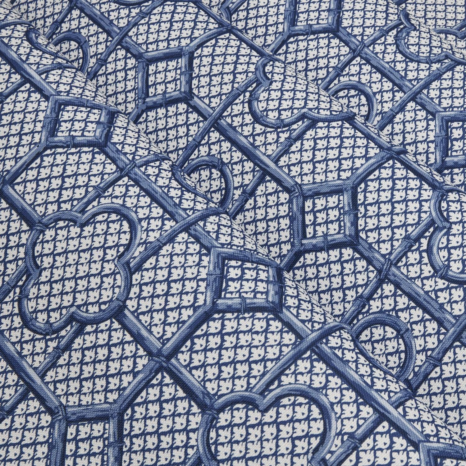 Cobalt Blue Bamboo Trellis Fabric - Mrs. Alice