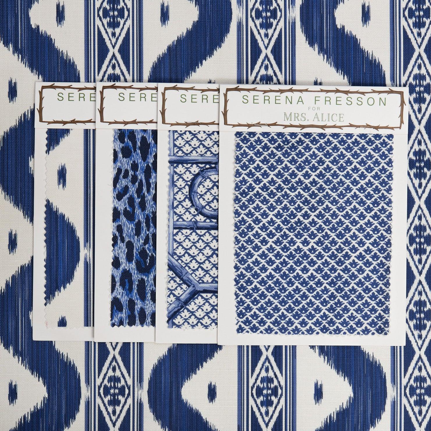 Cobalt Blue Ikat Stripe Fabric - Mrs. Alice