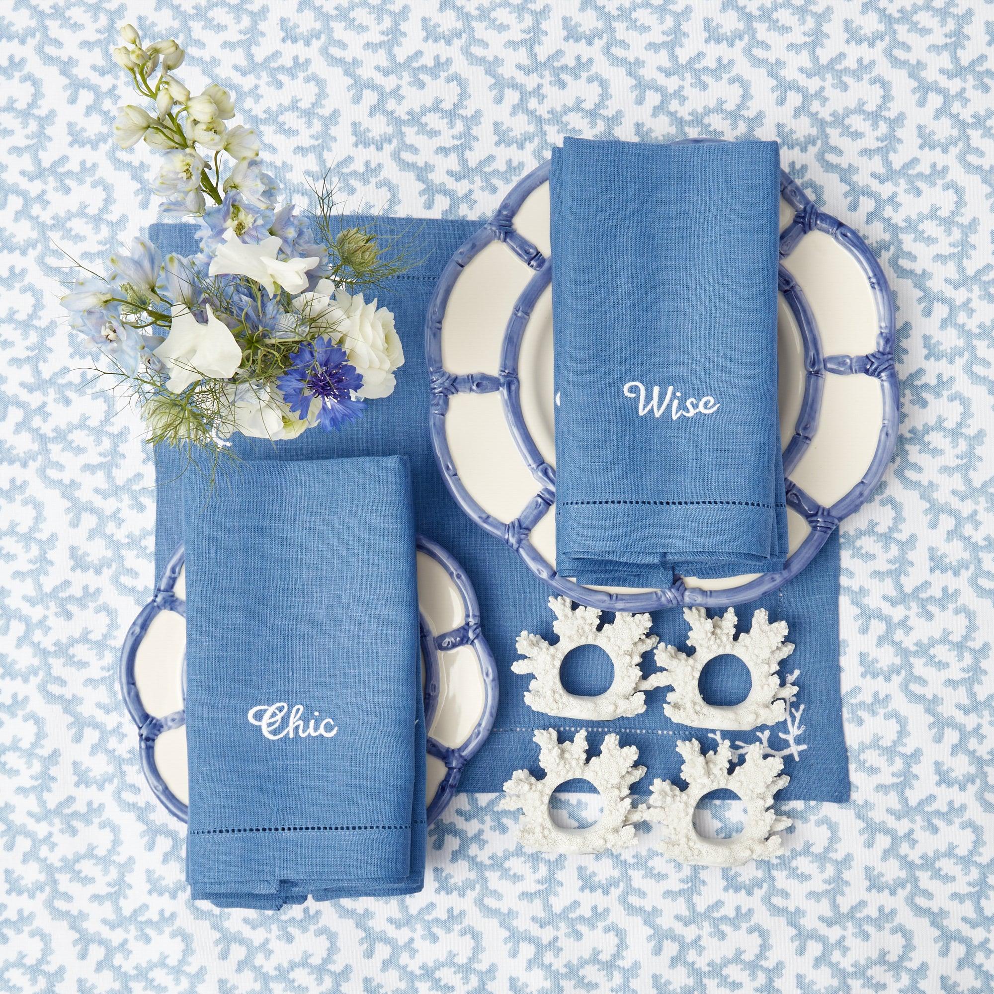 Compliment Blue Linen Napkins (Set of 8) – Mrs. Alice