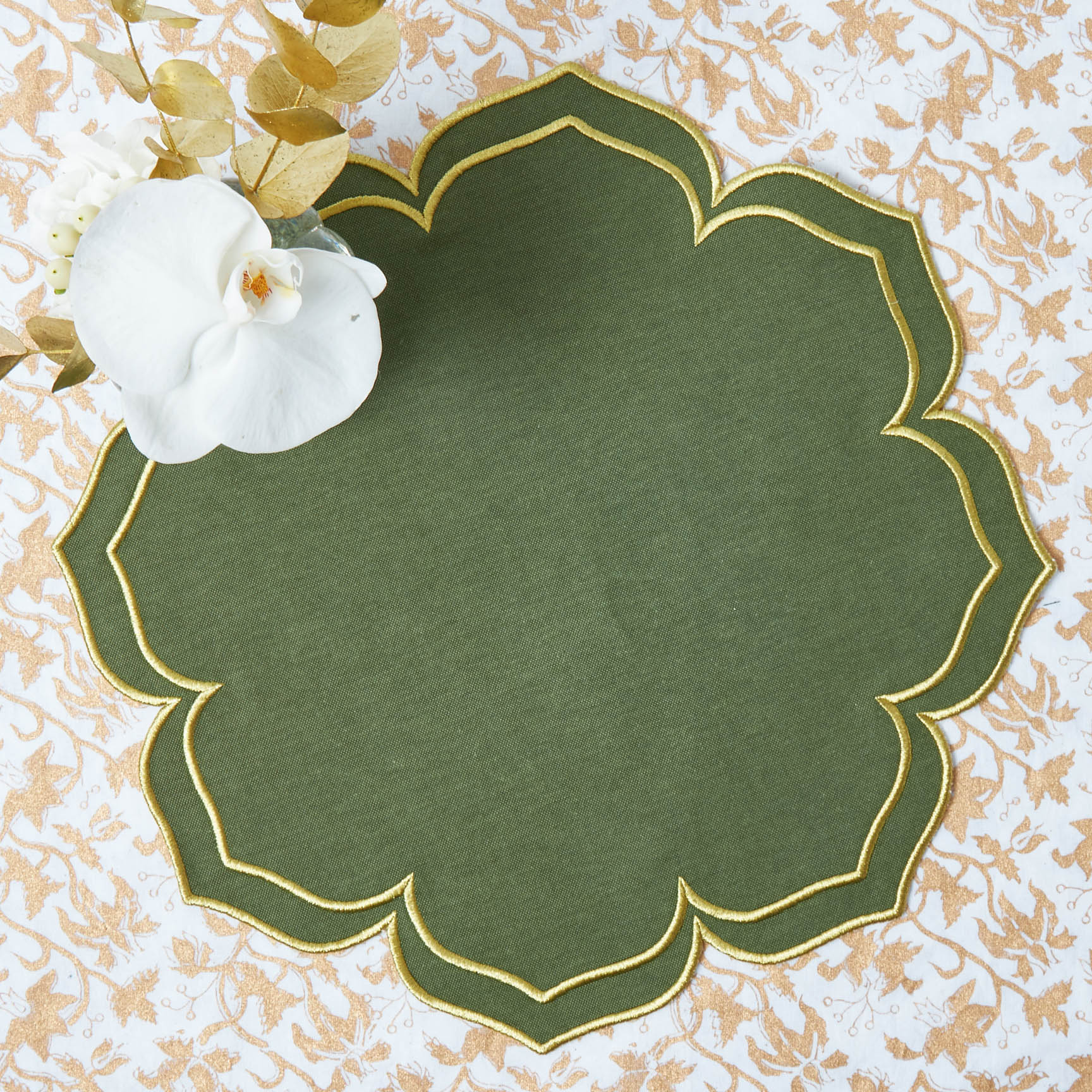 Fleur Green & Gold Napkins (Set of 4) – Mrs. Alice