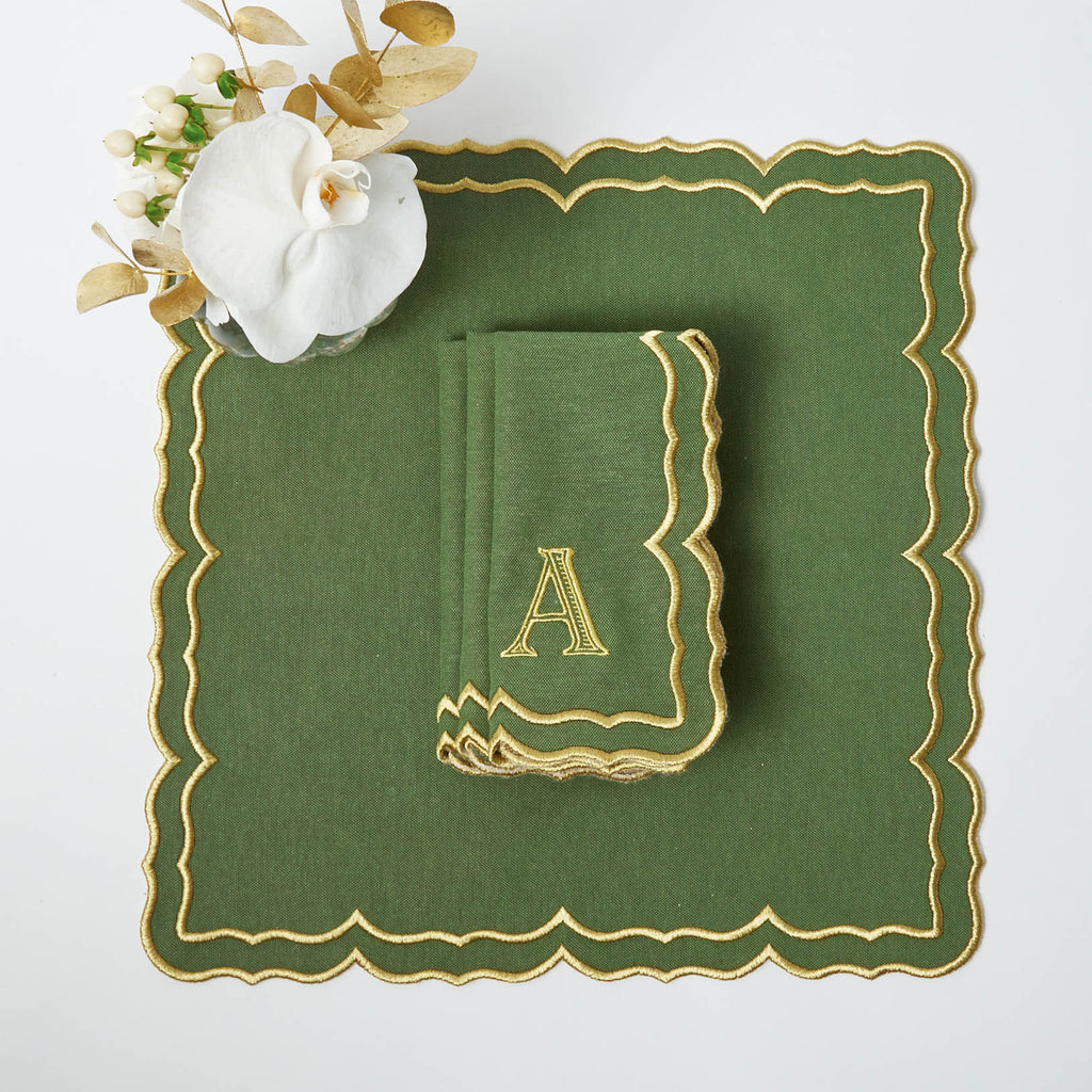 Fleur Green & Gold Napkins (Set of 4) – Mrs. Alice