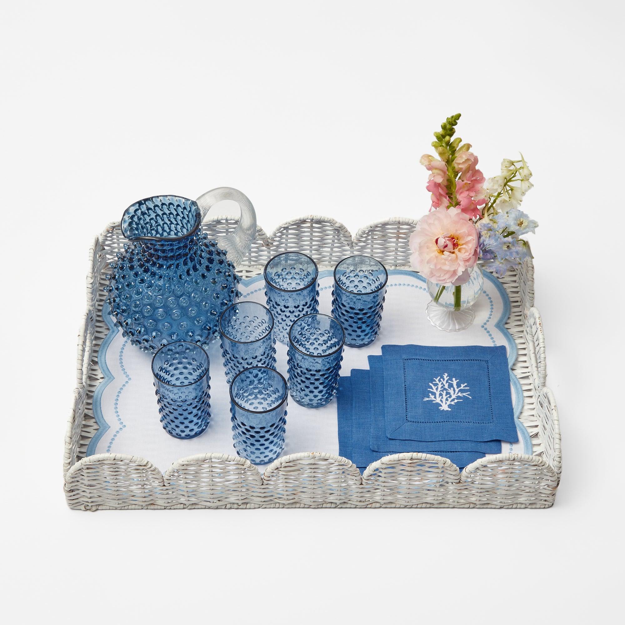 Blue Flowers Linen Napkins (set of 6)