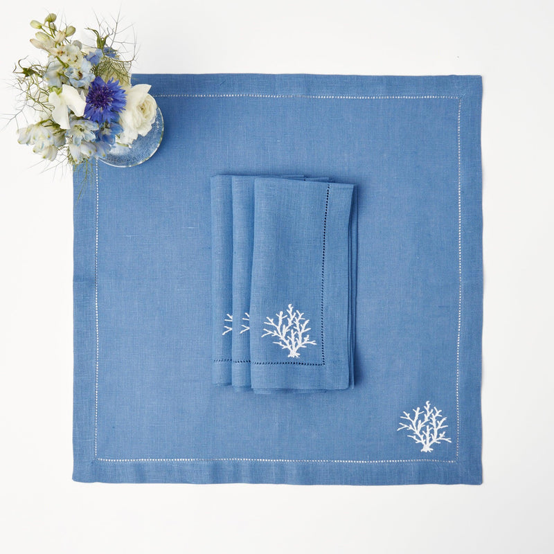 Blue Linen Napkin Set of 6 8 10 12. Light blue linen napkins