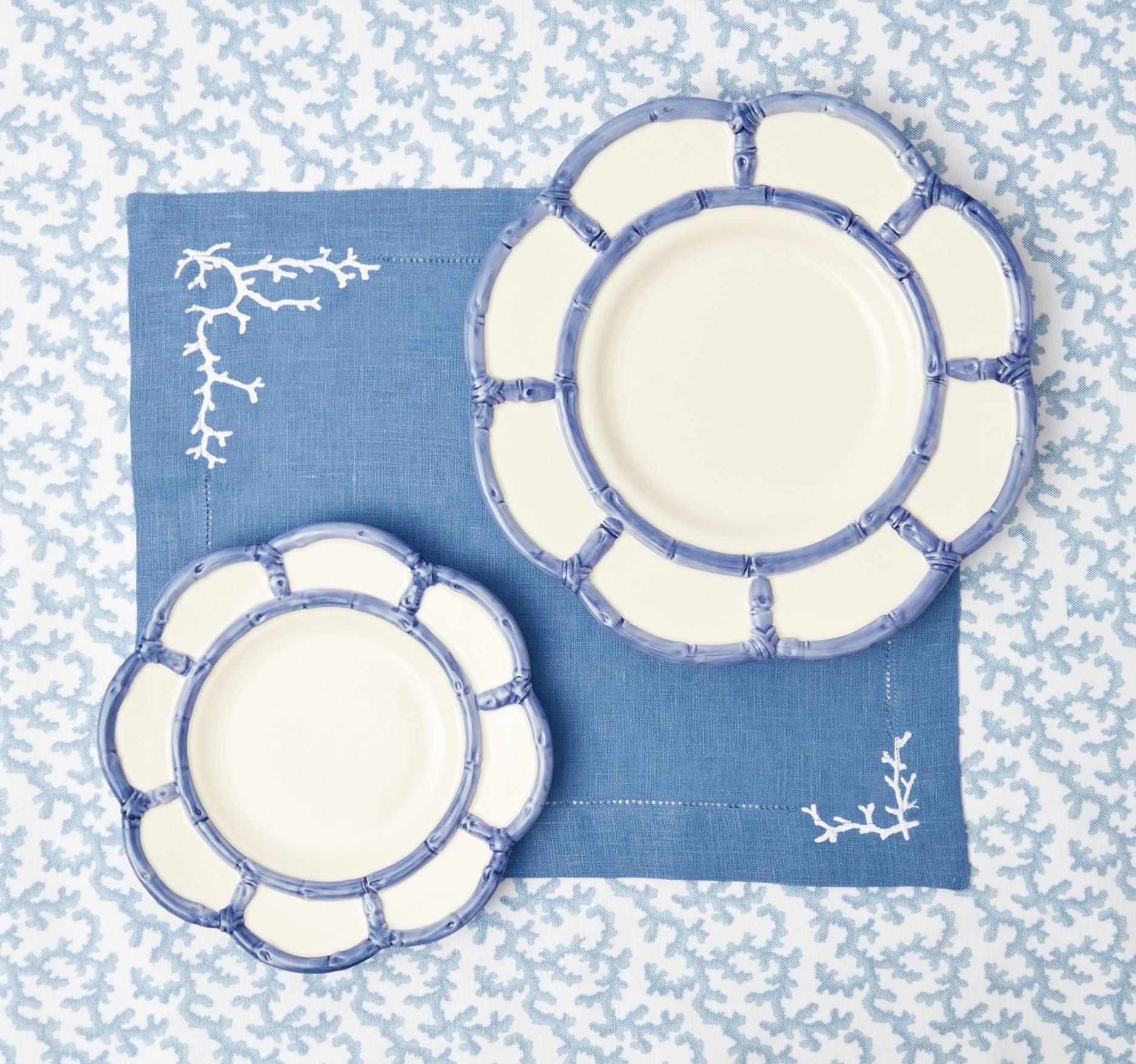 Coral Blue Linen Placemats (Set of 4) - Mrs. Alice