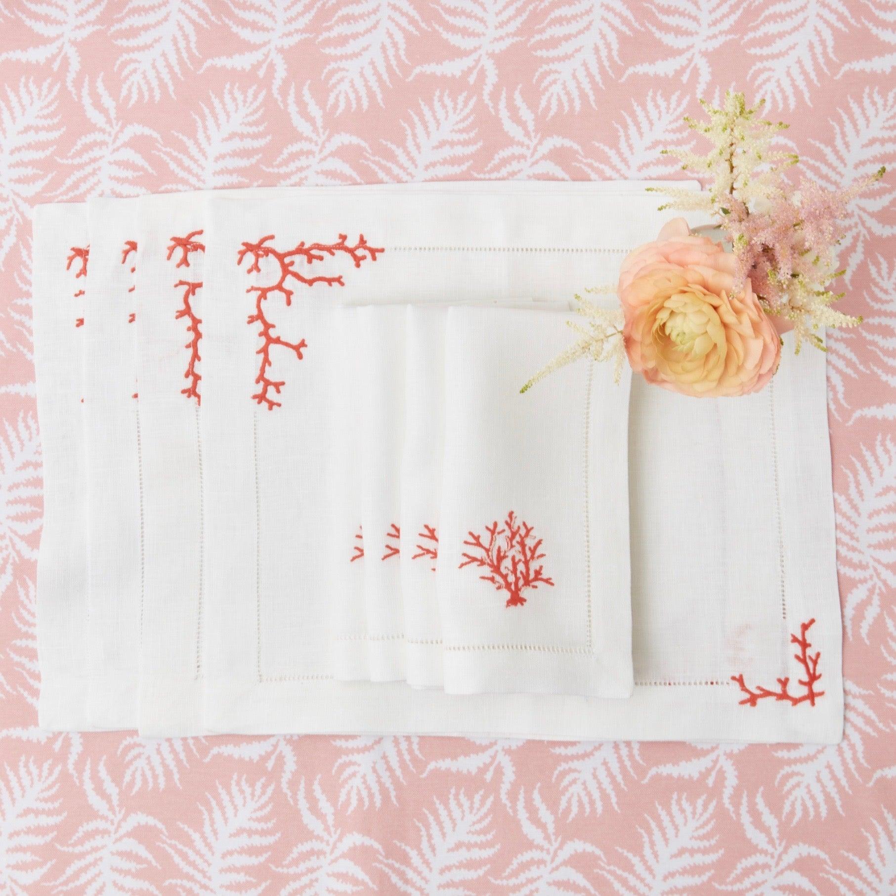 Coral Linen Placemats (Set of 4) - Mrs. Alice