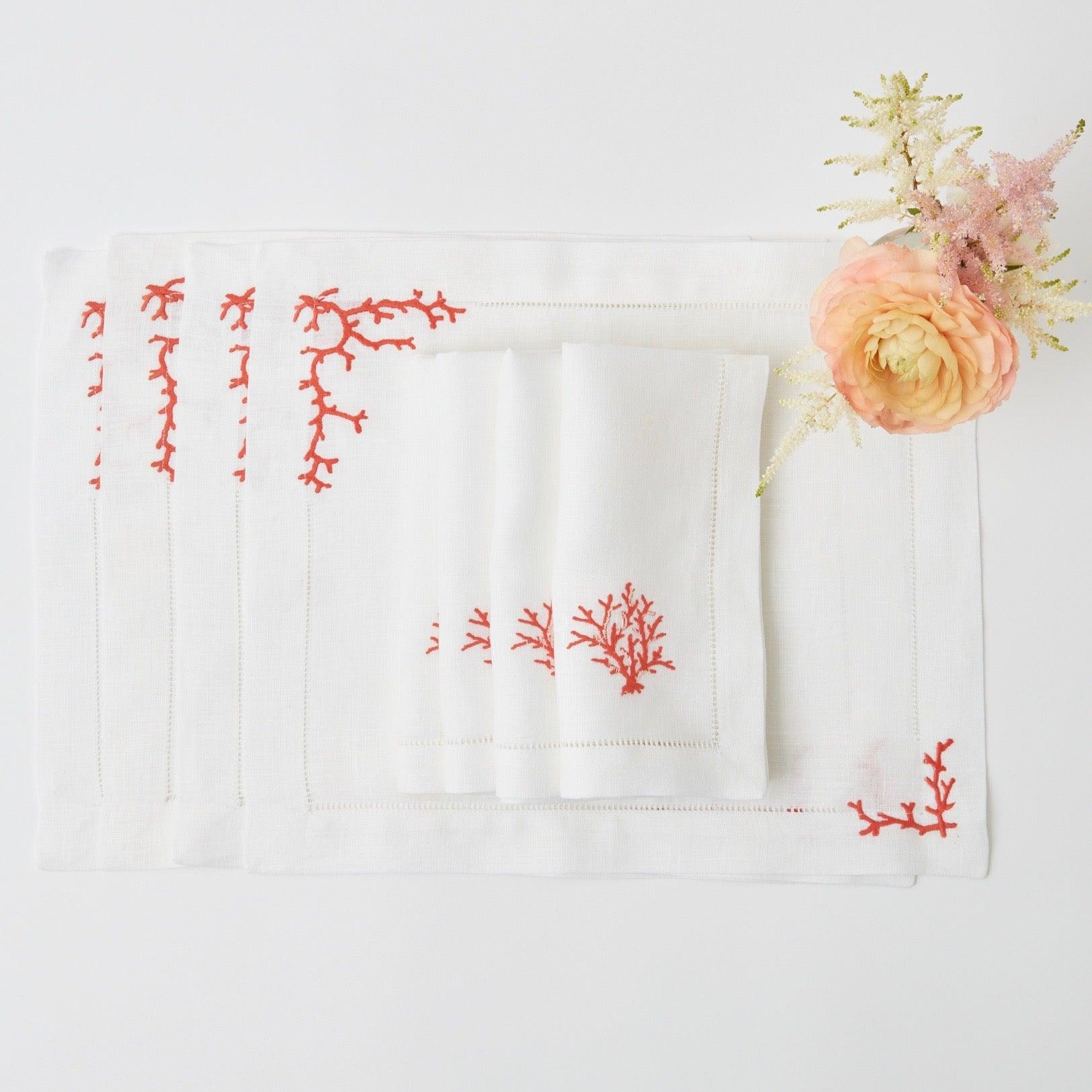 Coral Linen Placemats (Set of 4) - Mrs. Alice