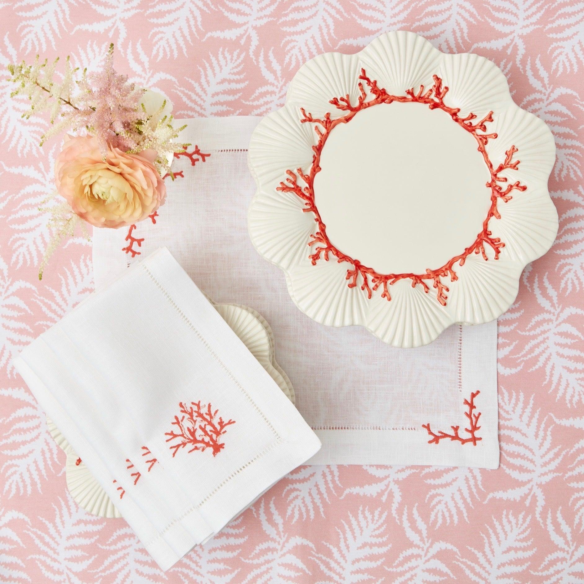 Coral Linen Placemats (Set of 4) - Mrs. Alice