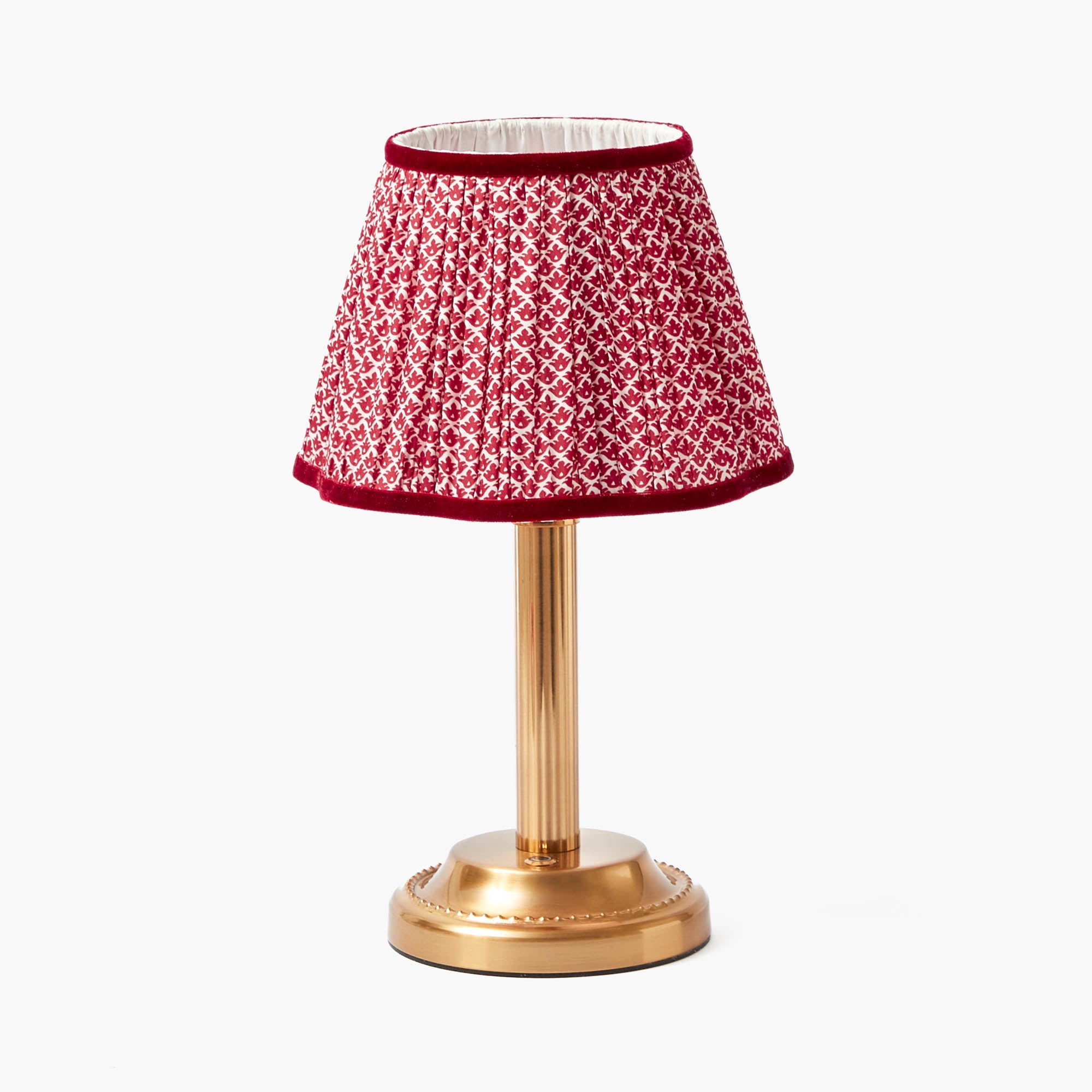 Corinthian Rechargeable Lamp with Red Lotus Shade (22cm)