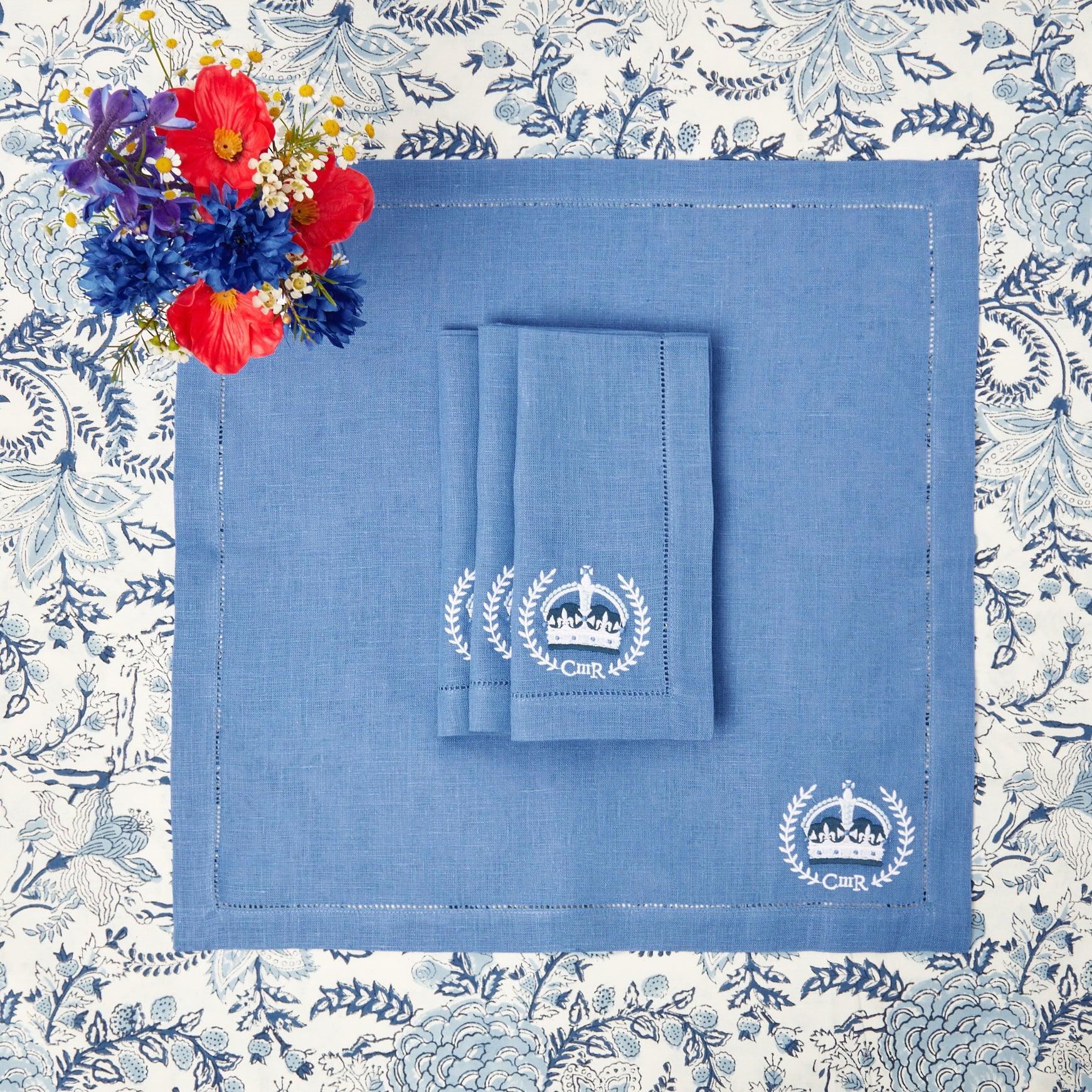 Coronation Blue Linen Napkins (Set of 4) - Mrs. Alice