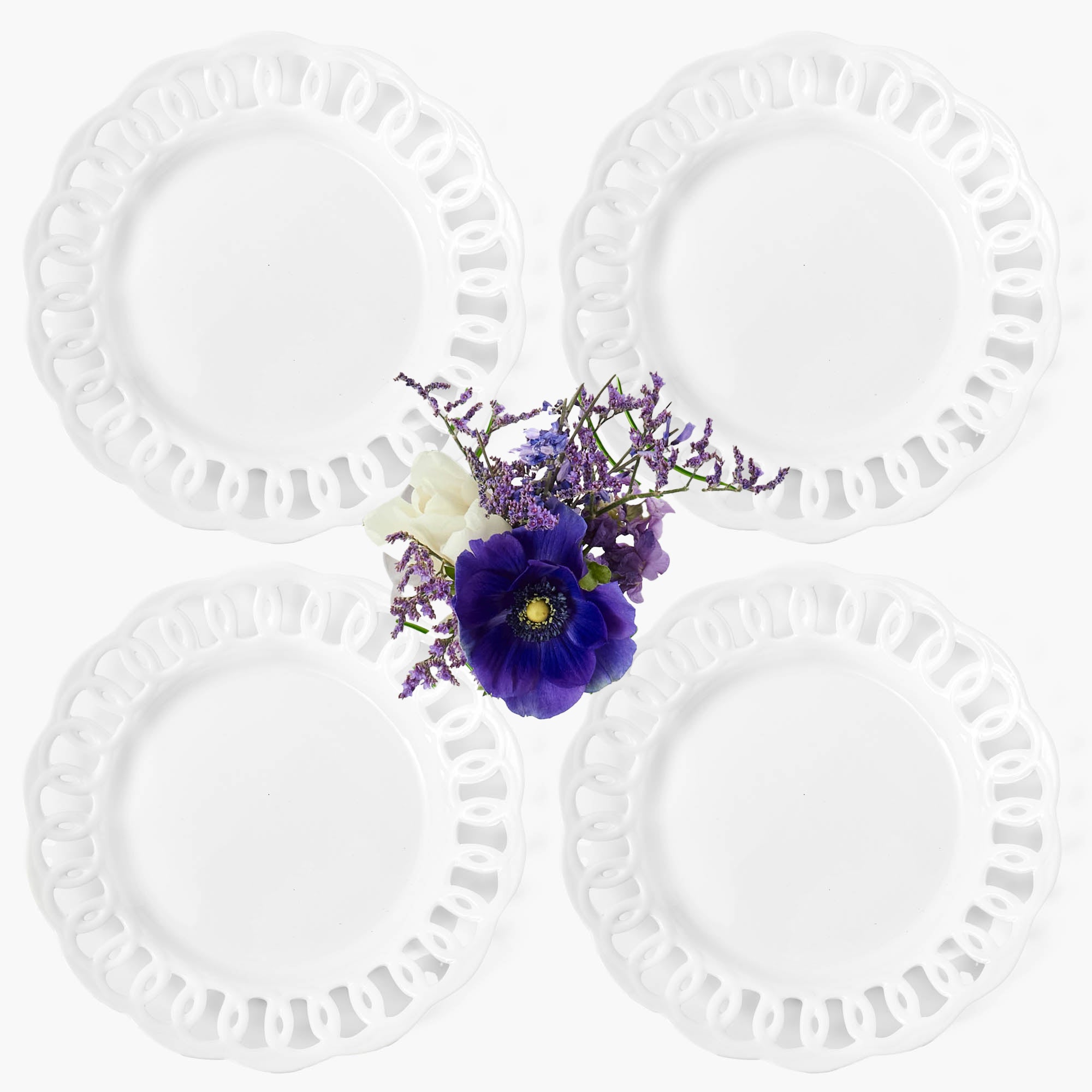 White Lace Dinner Plates (Set of 4)