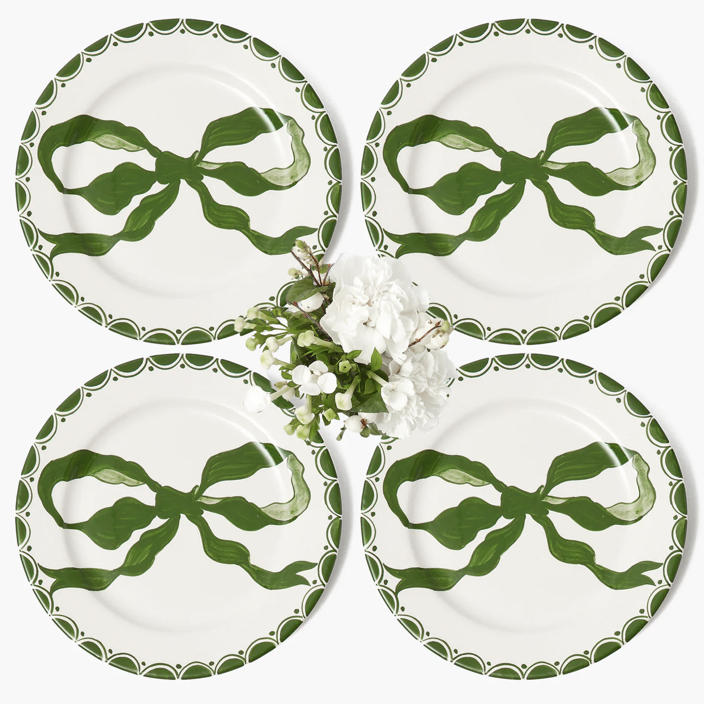 Marilyn Forest Green Bow Dinner Plates (Set of 4)