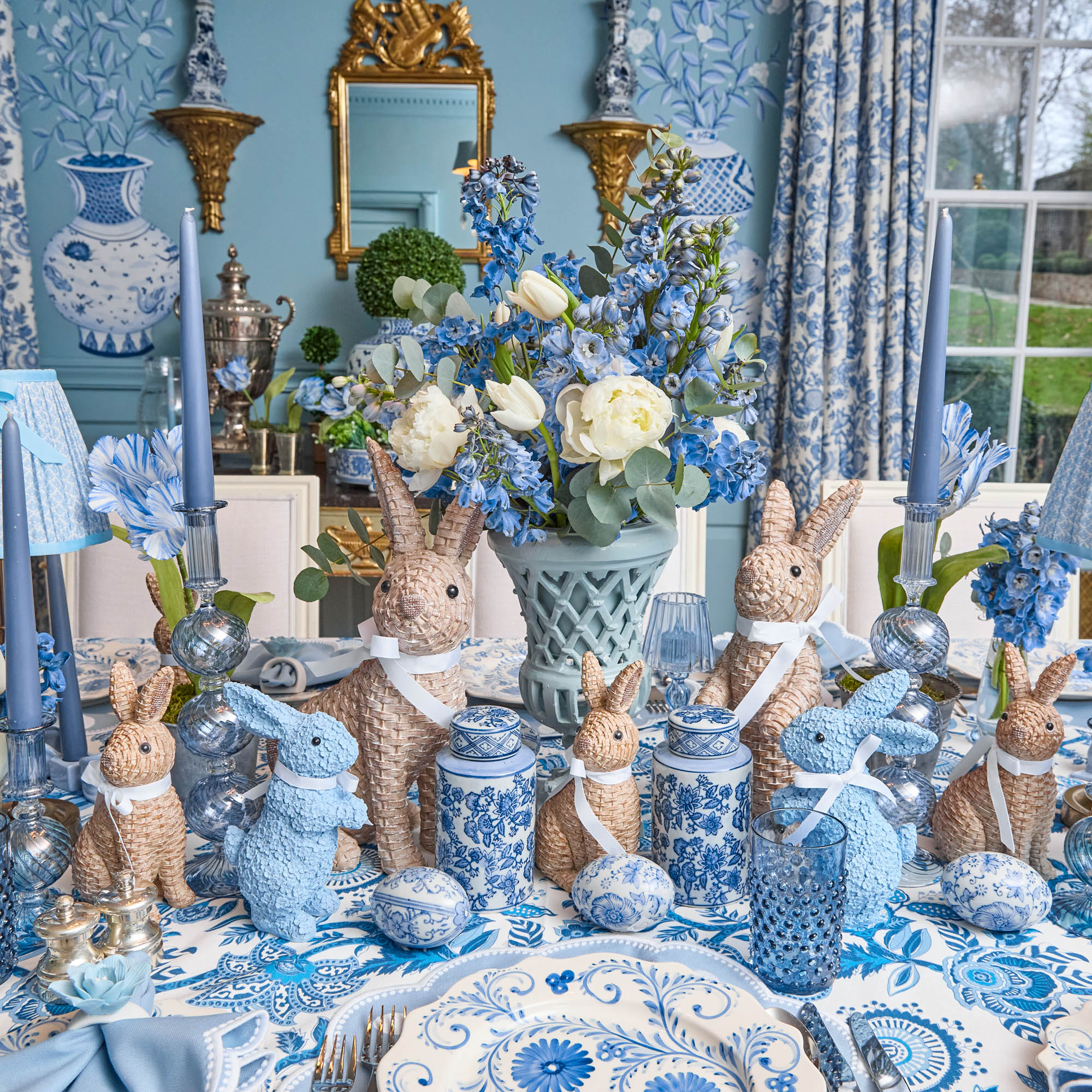 Chinoiserie Rabbit & Decorative Eggs Set