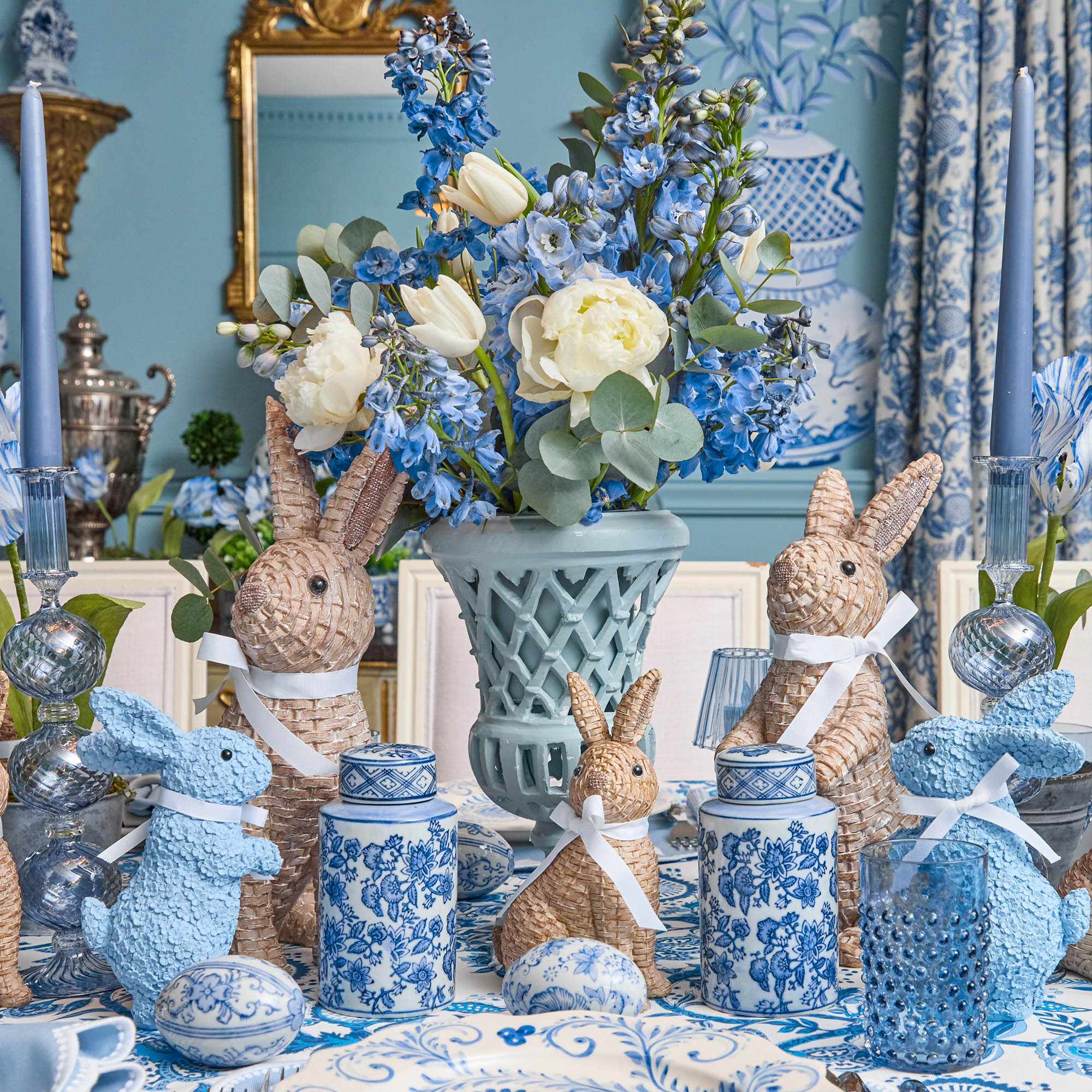 Chinoiserie Rabbit & Decorative Eggs Set