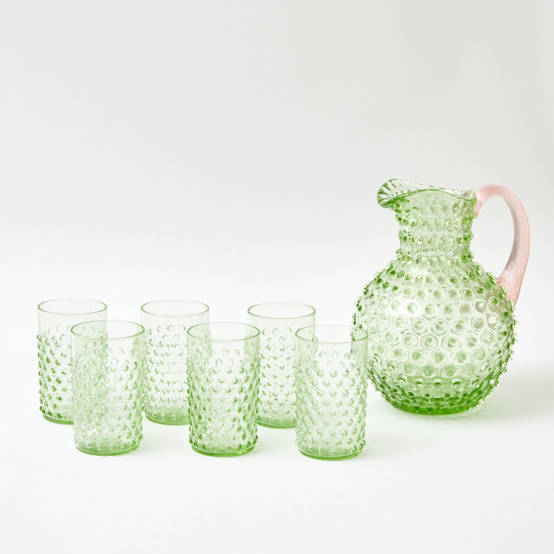 Emerald Hobnail Jug & Rose Handle - Mrs. Alice