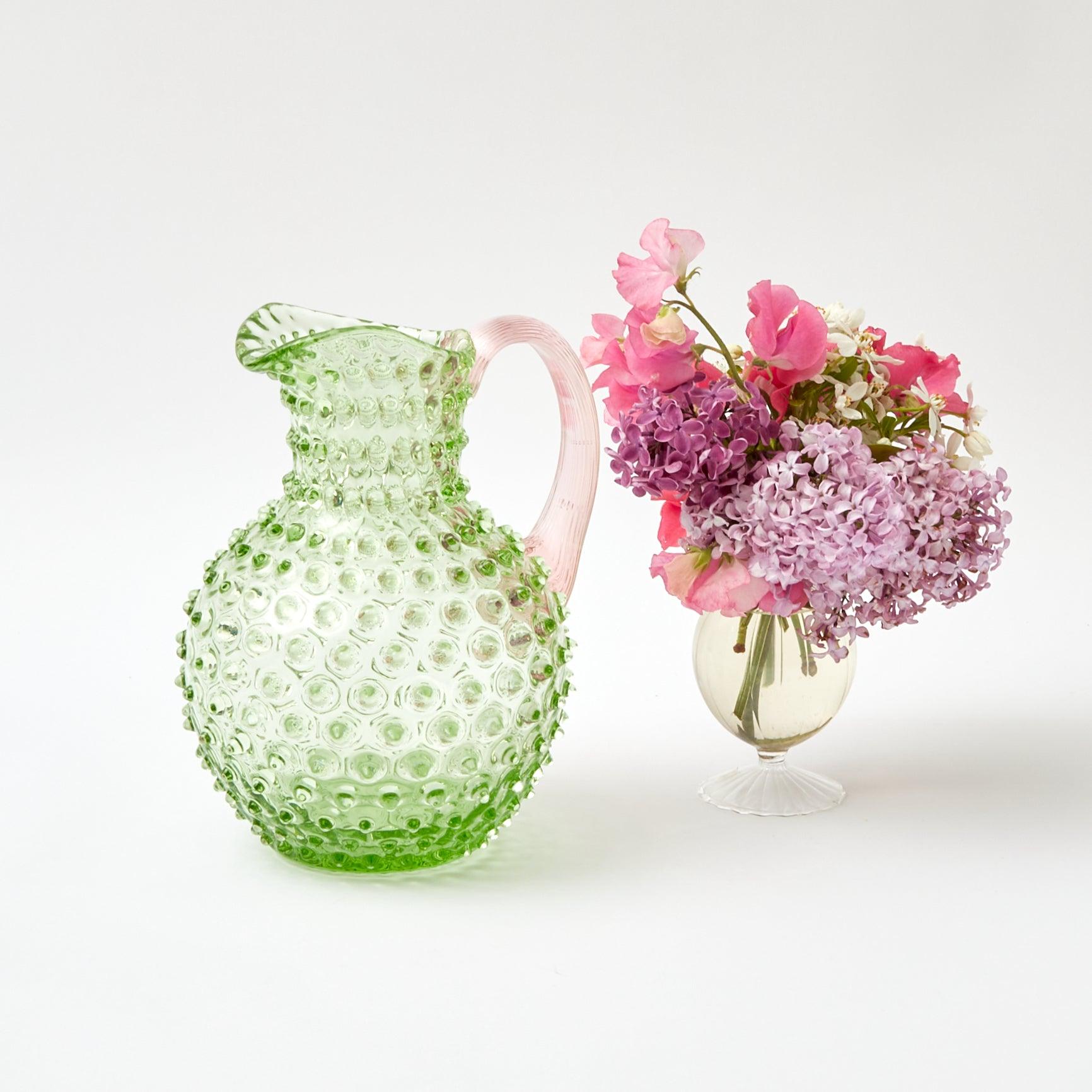 Emerald Hobnail Jug & Rose Handle - Mrs. Alice