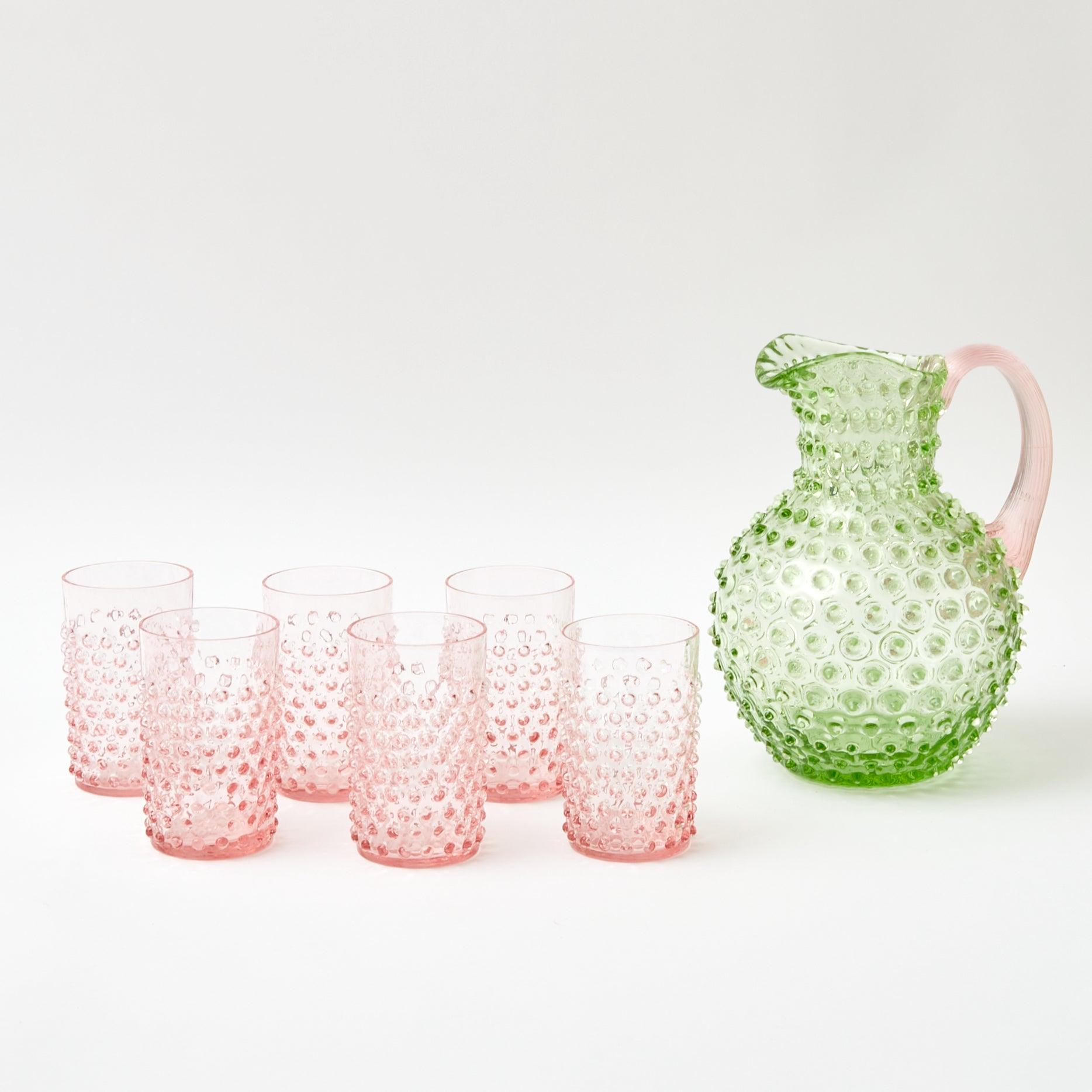 Emerald Hobnail Jug & Rose Handle - Mrs. Alice