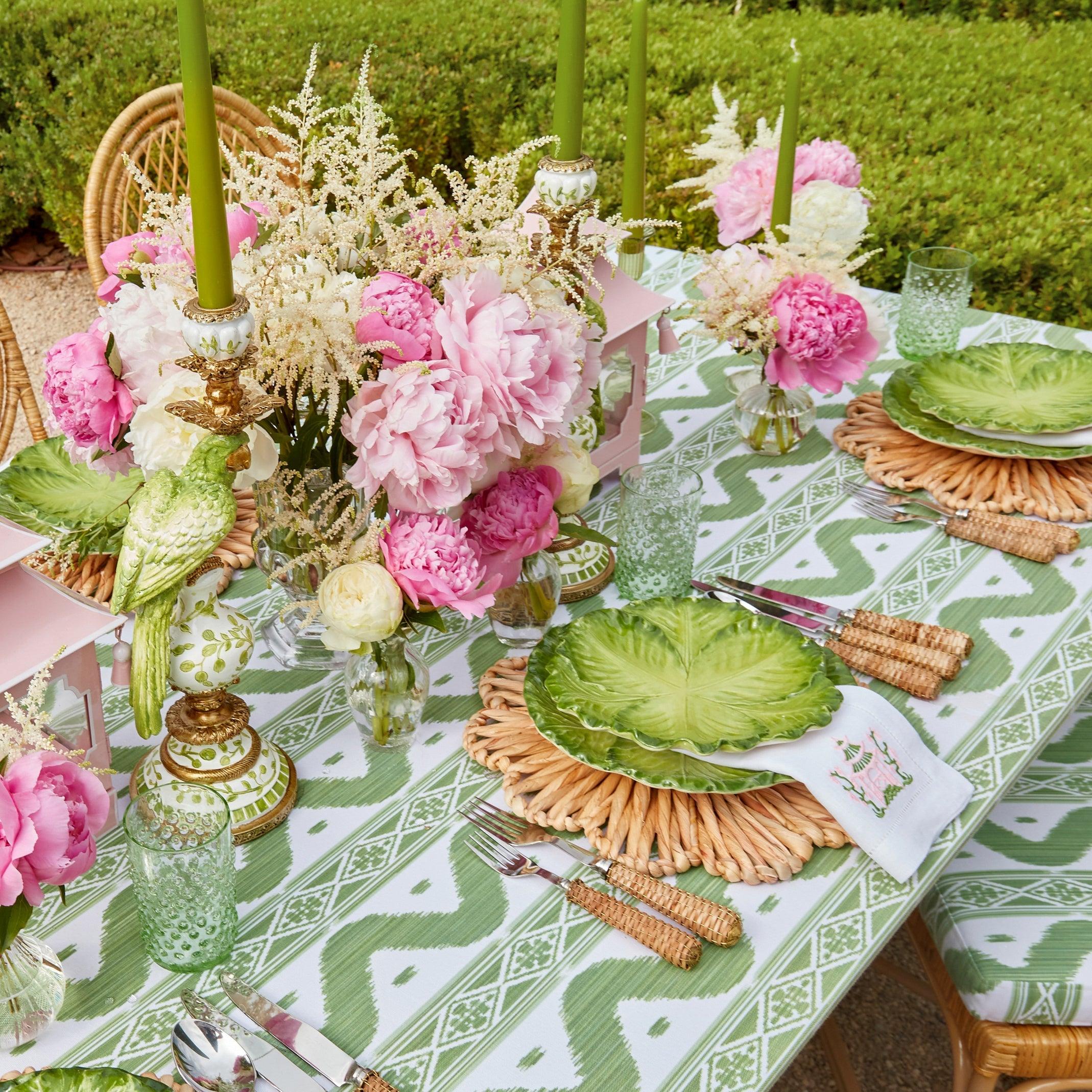 Emerald Hobnail Jug with Rose Handle & Glasses (set of 6) - Mrs. Alice