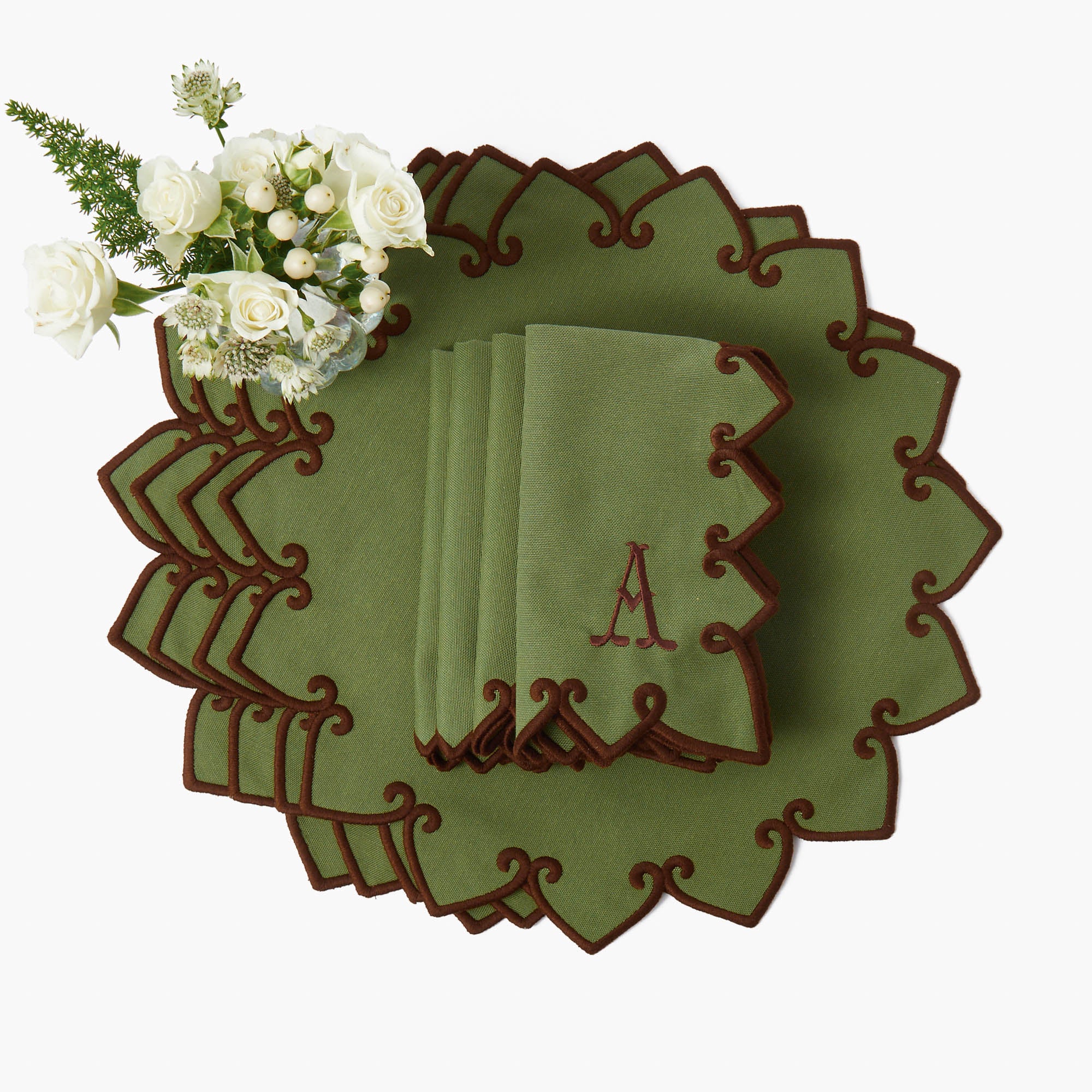 Angelina Forest Green & Brown Placemats (Set of 4)