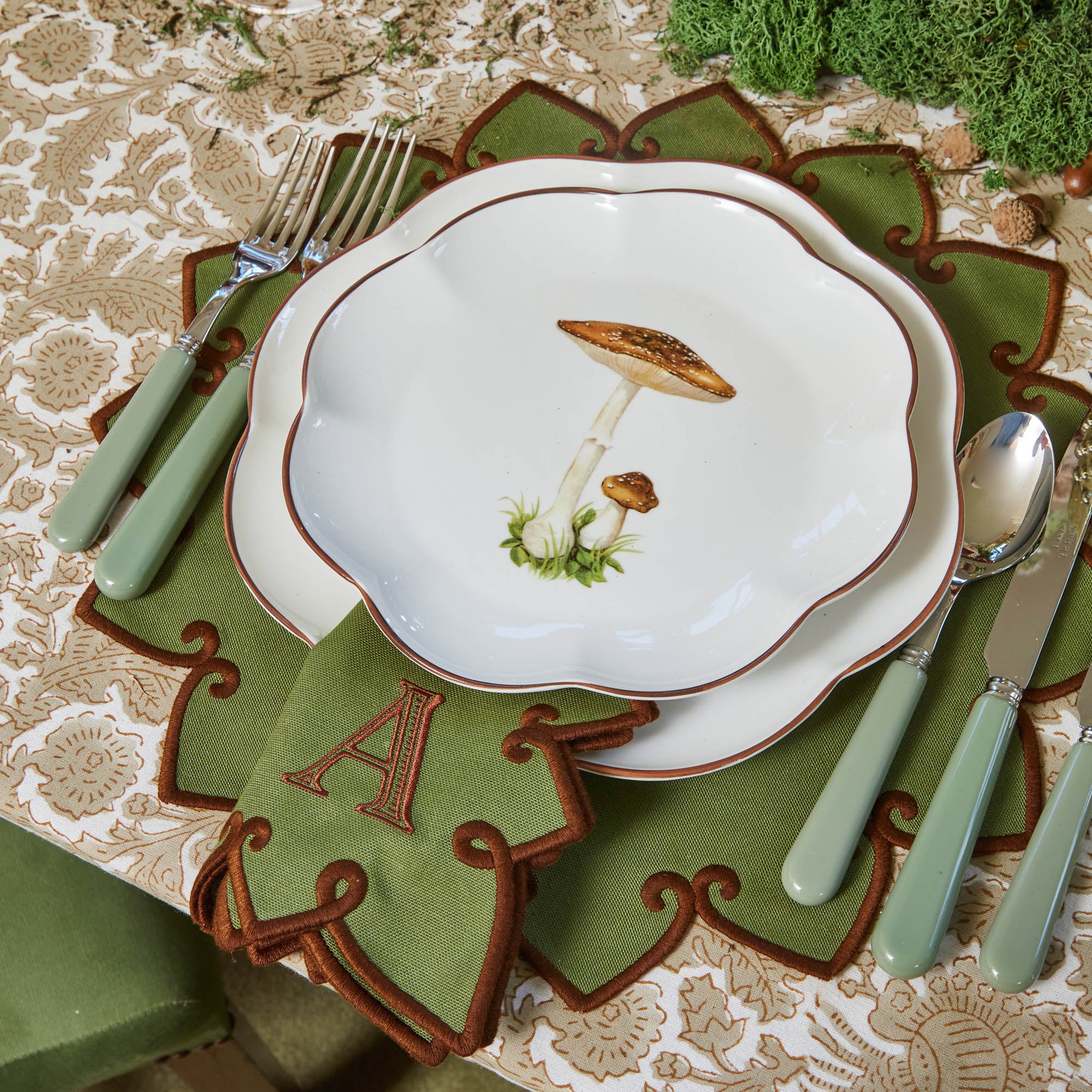 Angelina Forest Green & Brown Placemats (Set of 4)