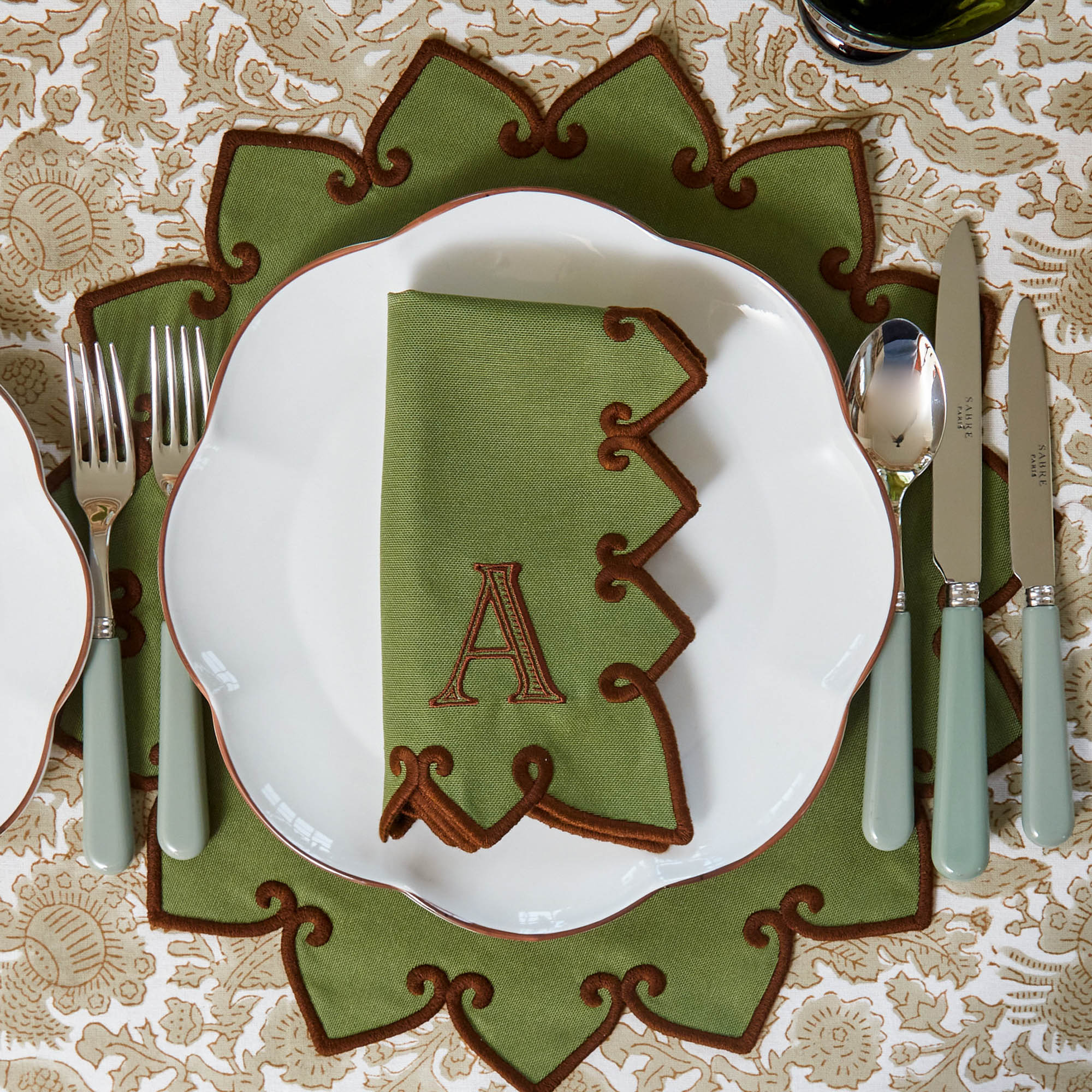 Angelina Forest Green & Brown Placemats (Set of 4)