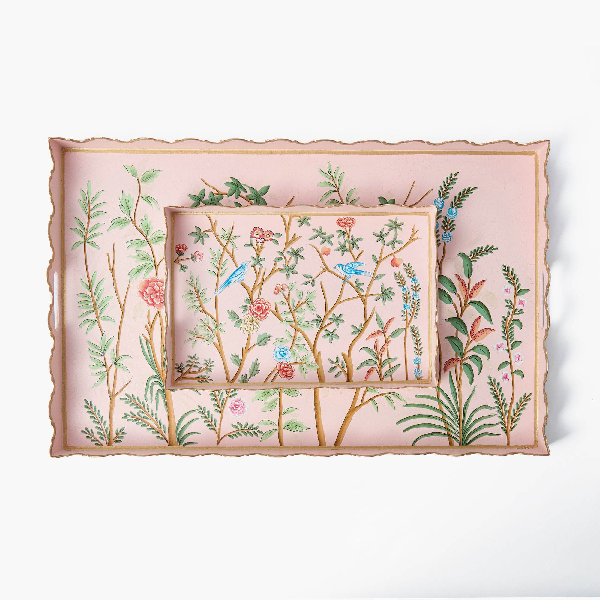 Pink Chinoiserie Tole Tray