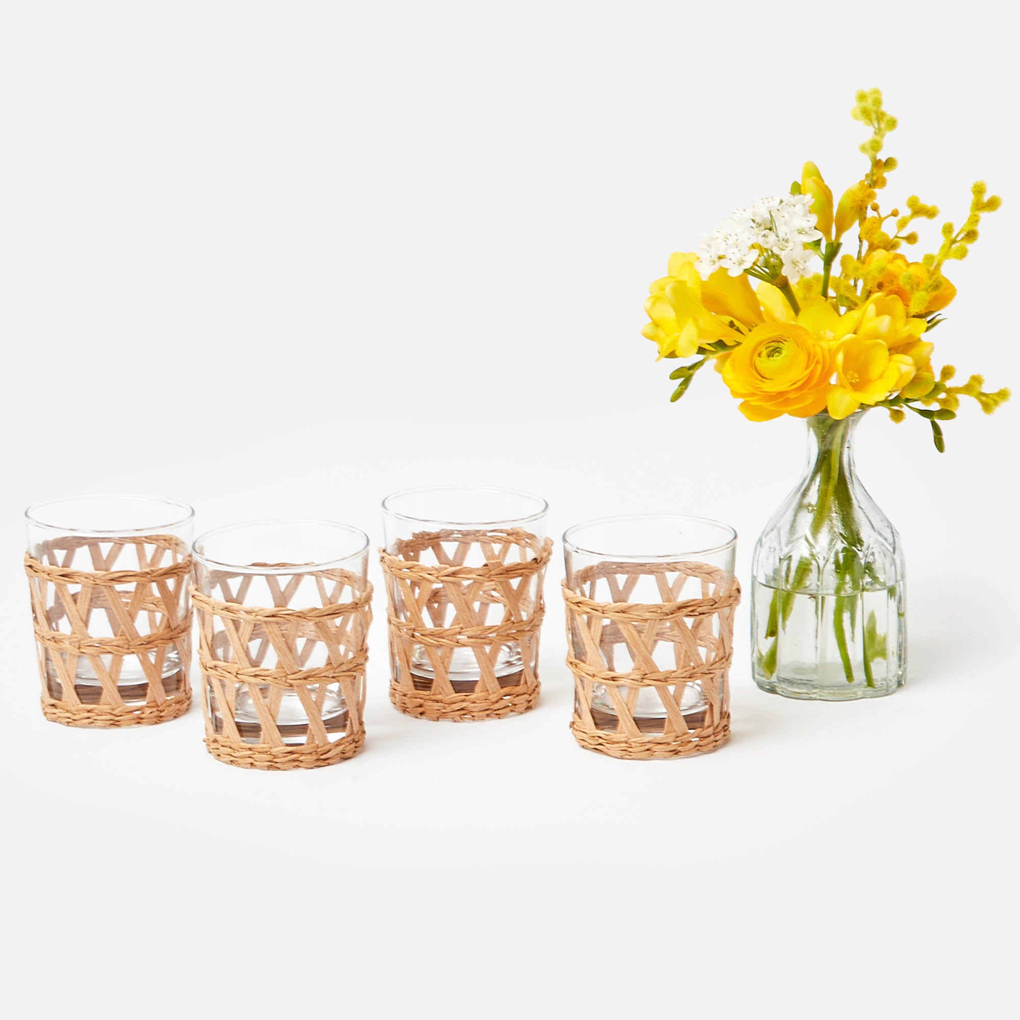 Raffia Water Glasses (Set of 4)