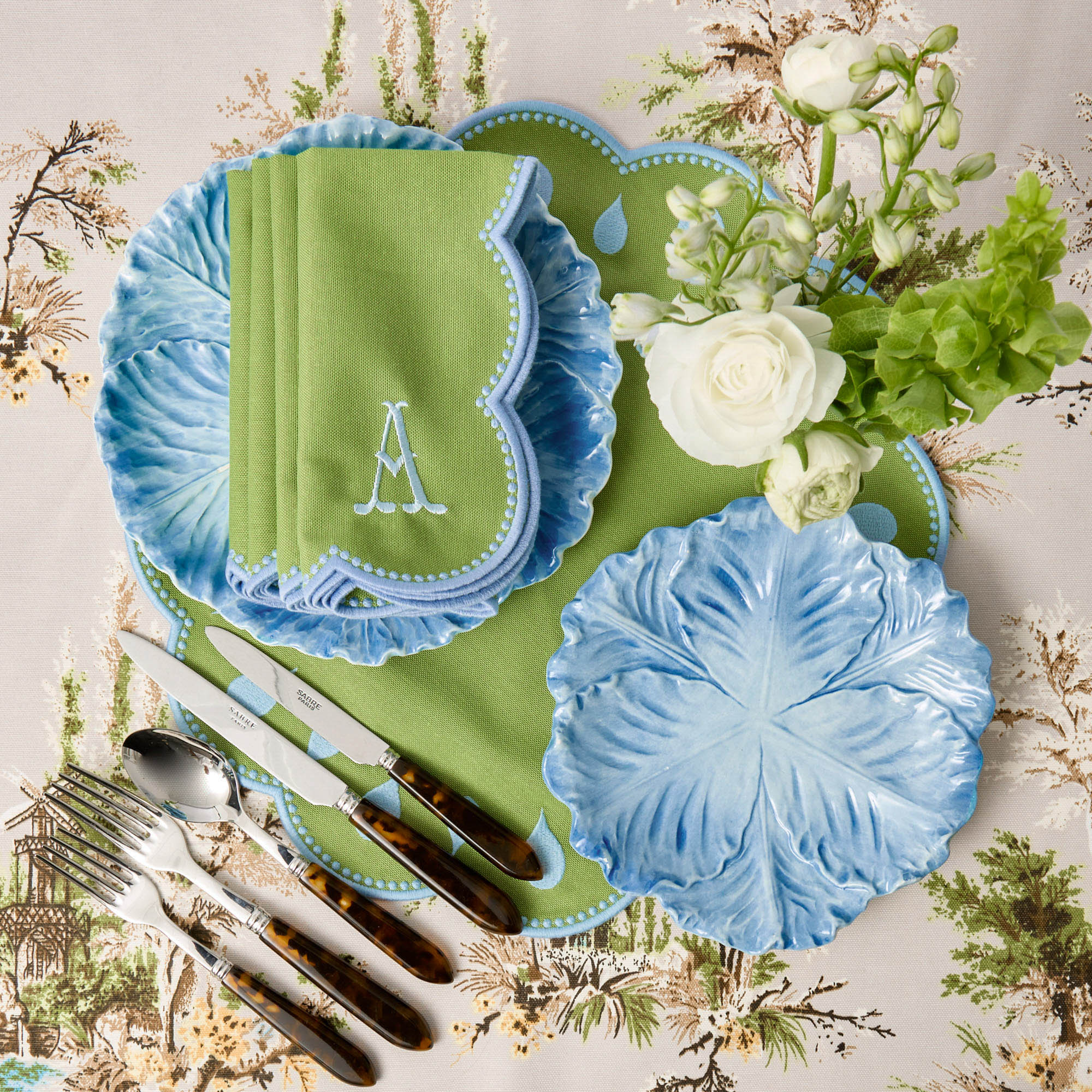 Bettina Green & Blue Placemats & Napkins (Set of 4)