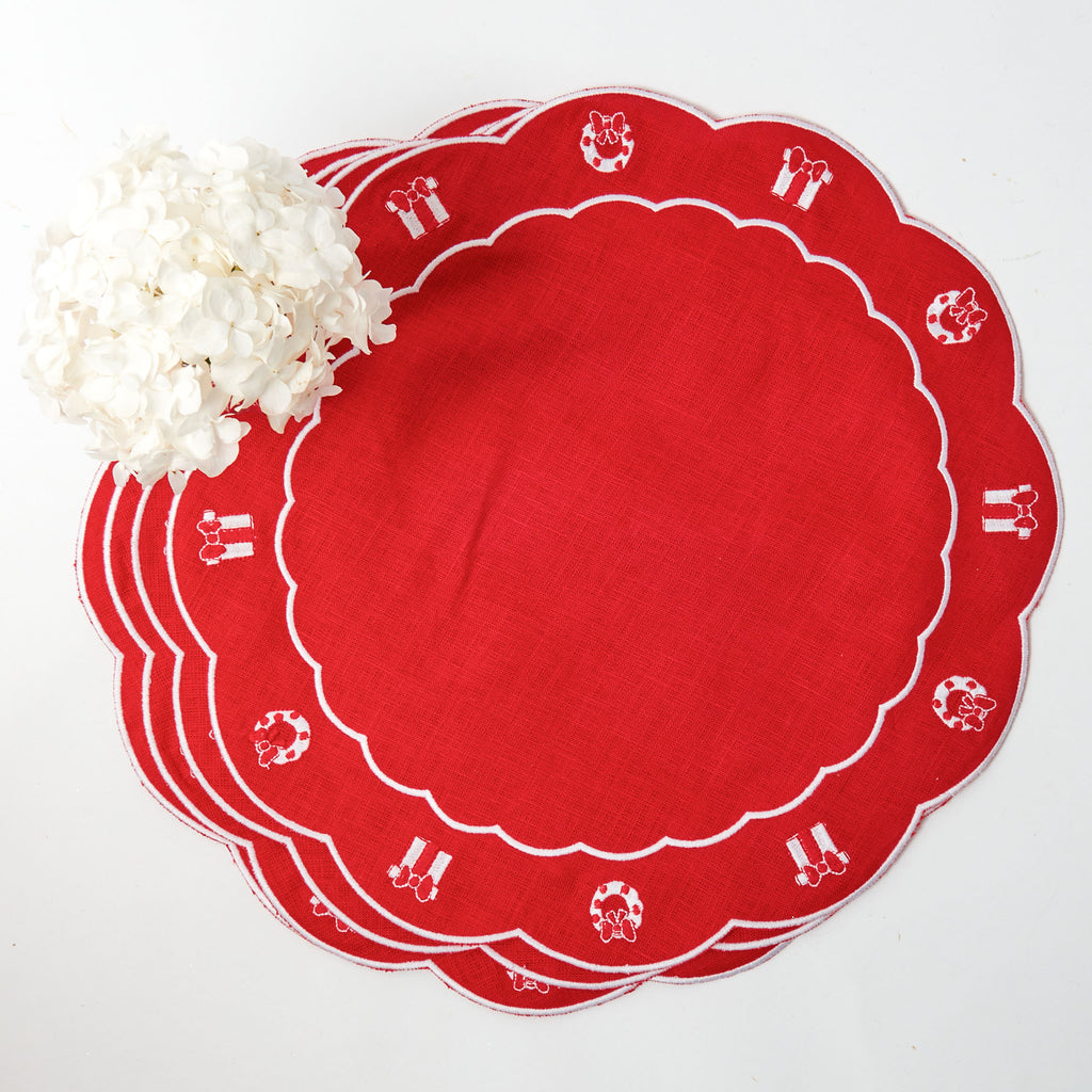 Alhambra Lacquer Red Washable Linen Placemats, Set of 4 – Madcap