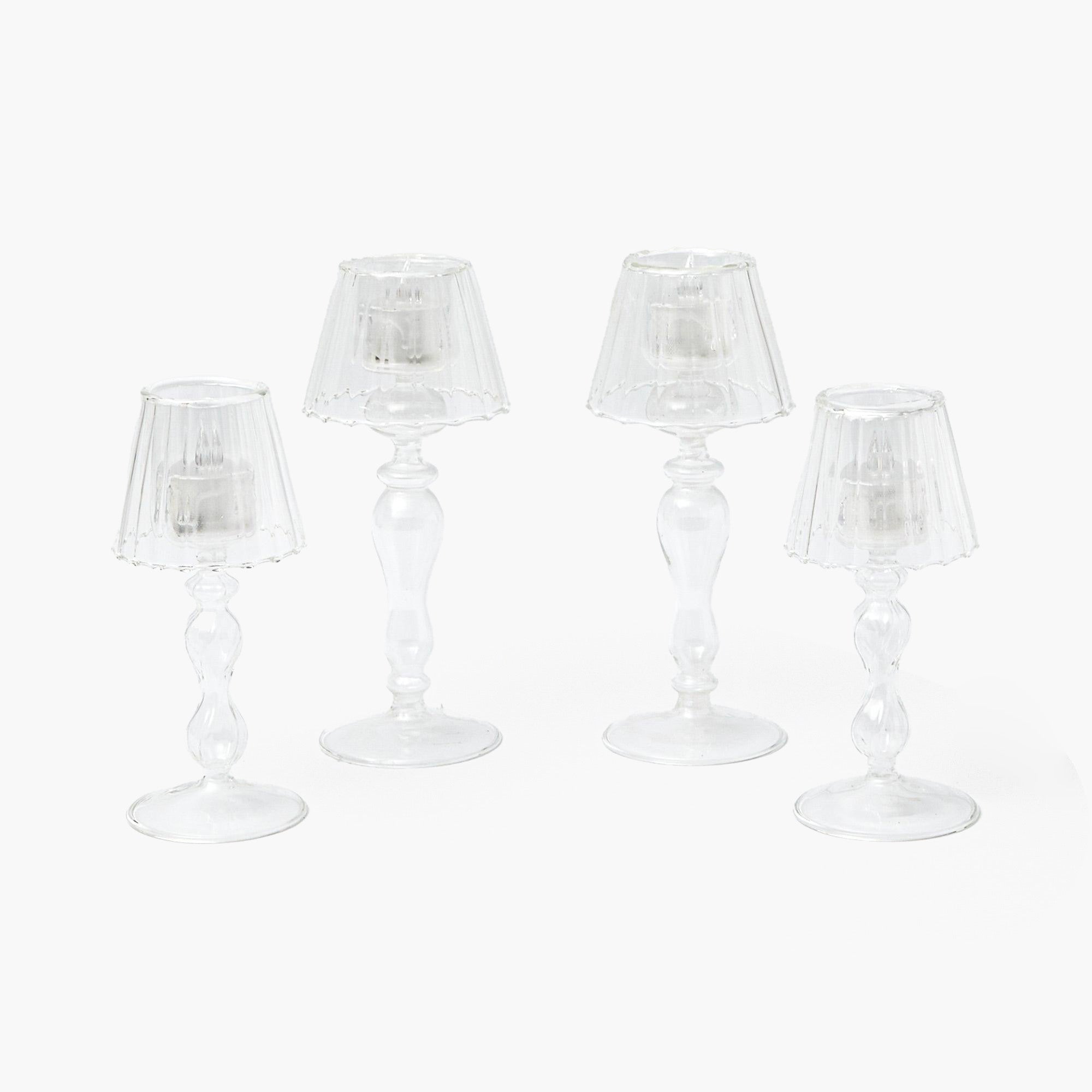 Glass Lantern Tea Light Holder Set