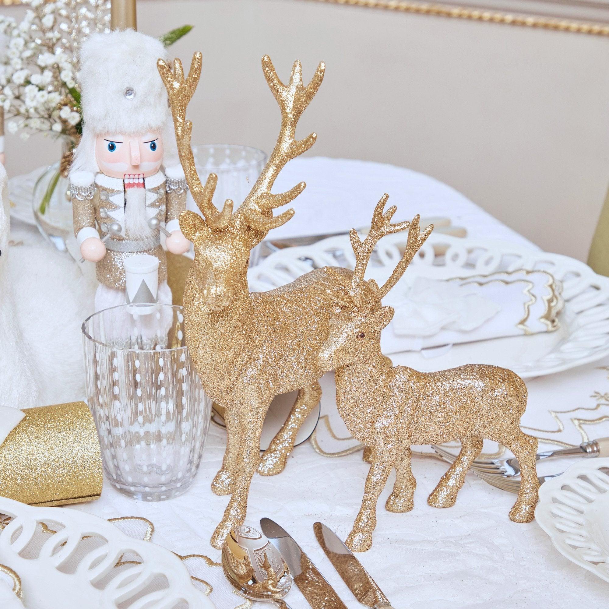 Gold Glitter Reindeer (Pair) - Mrs. Alice