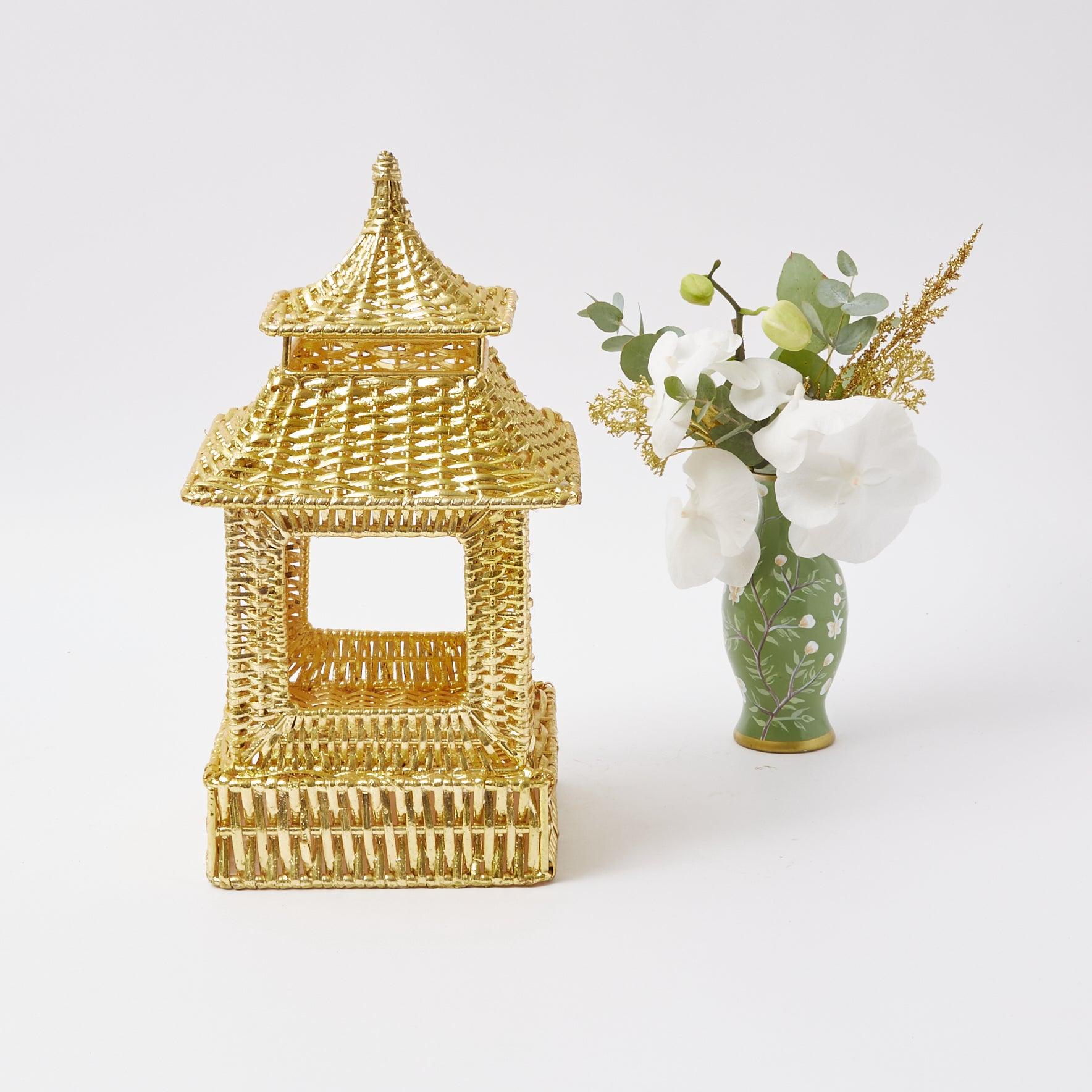 Gold Rattan Pagoda Lantern - Mrs. Alice