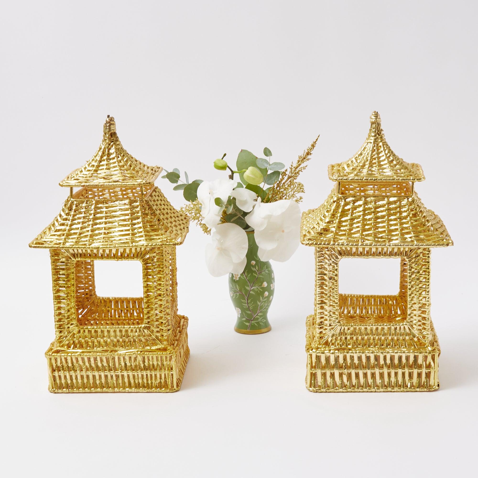 Gold Rattan Pagoda Lantern - Mrs. Alice