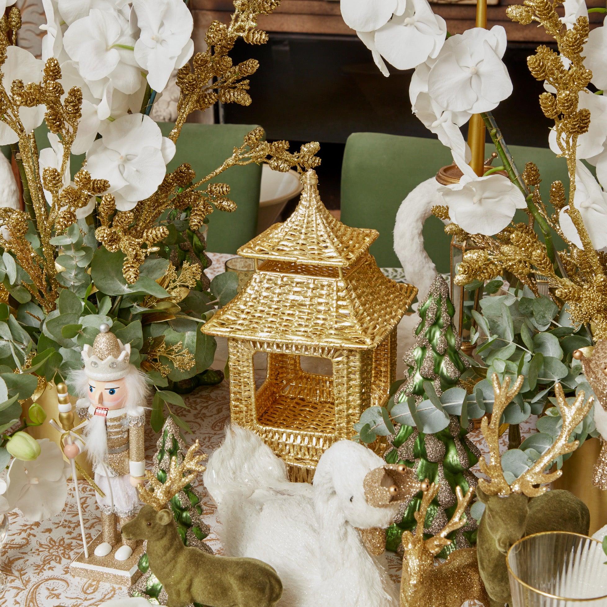 Gold Rattan Pagoda Lantern - Mrs. Alice