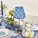 Tall Rechargeable Lamp with Cobalt Ikat Shade (18cm)